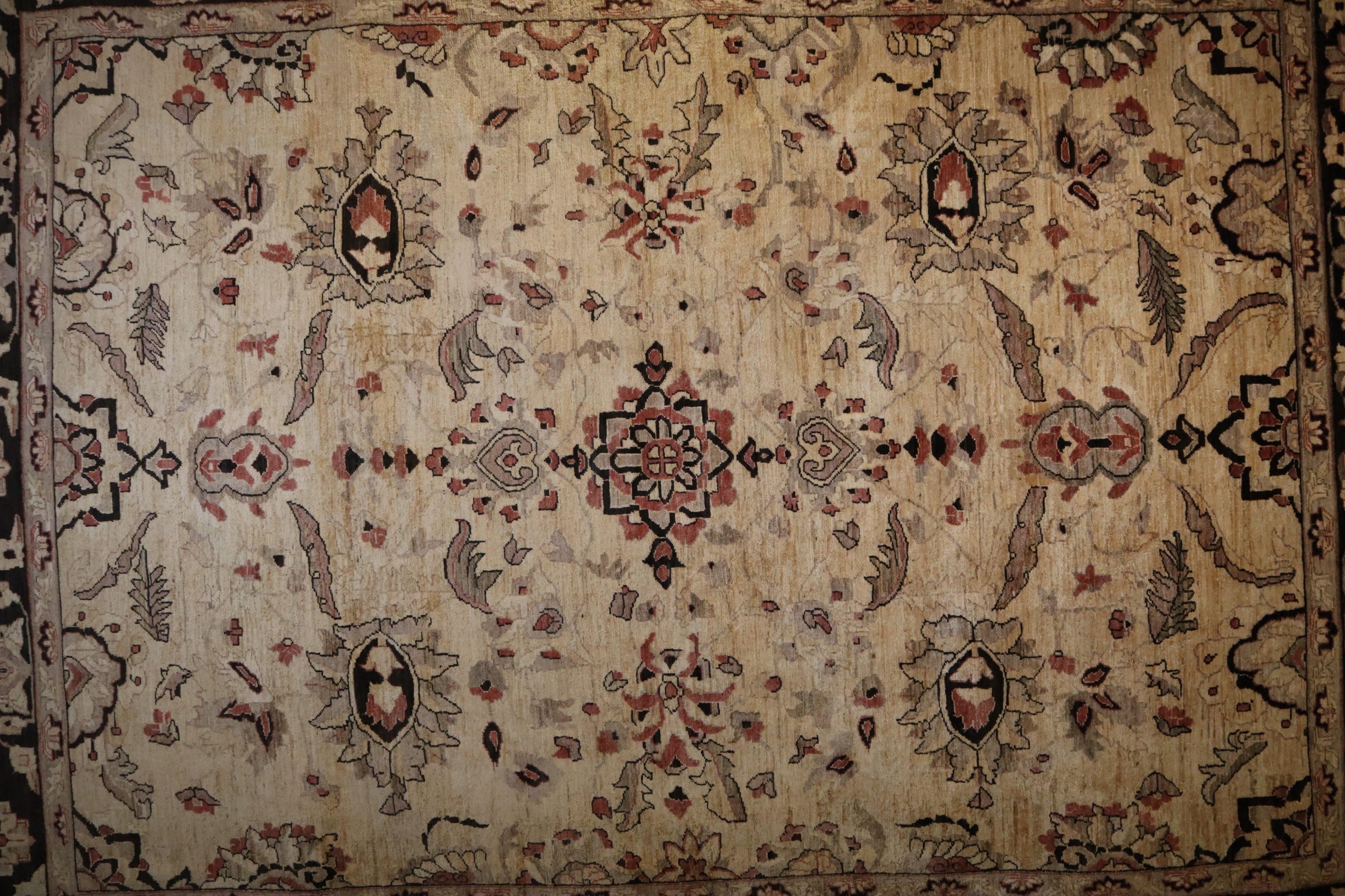 Peshawar Rug, Beige Rug, 9x12 Wool Rug, Area Rug On Carpet
