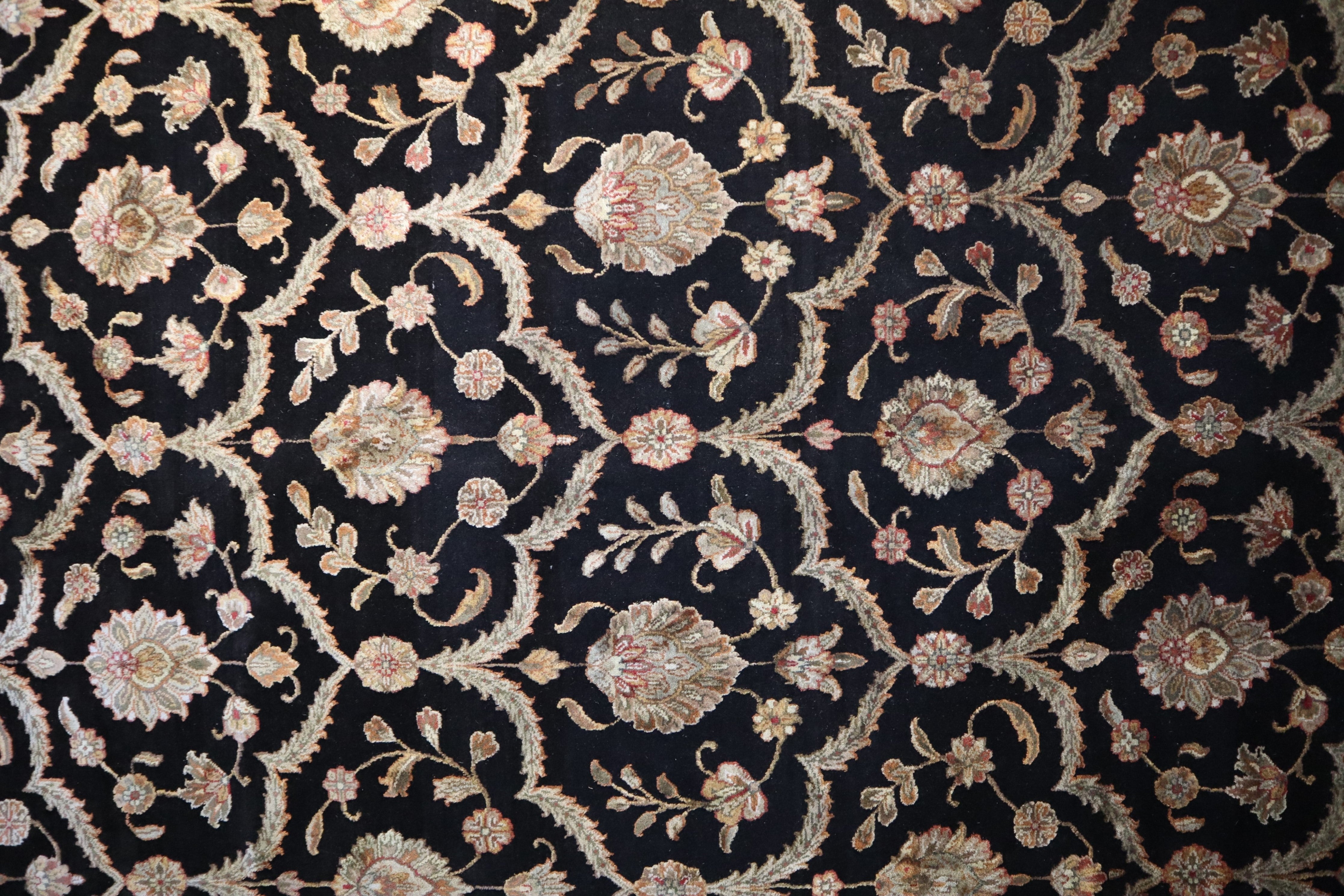 Silk Flower Rug, Hand Knotted Rug, Living Room Area Rugs