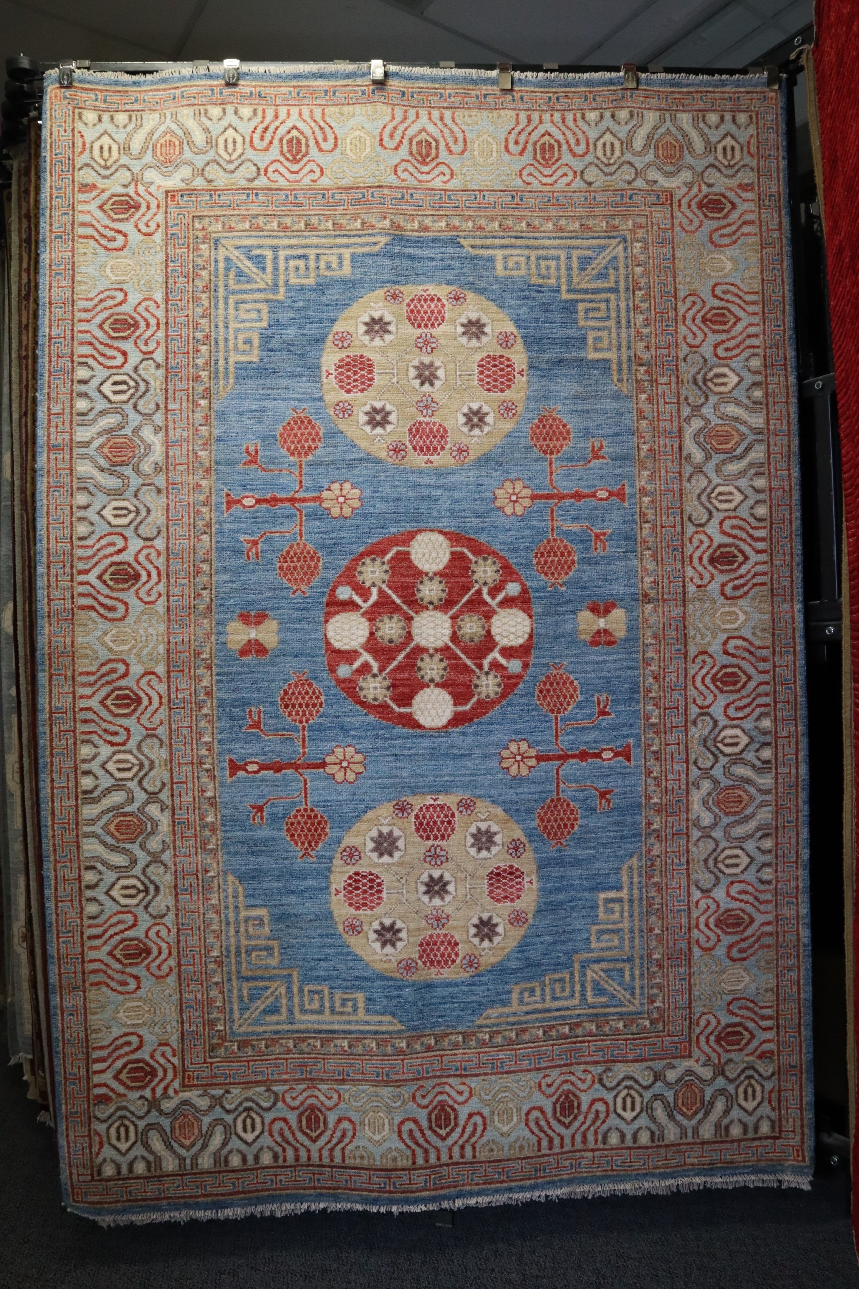 Khotan Rug, Afghan Tribal Rug, Area Rug 6x9, Knotted Rug