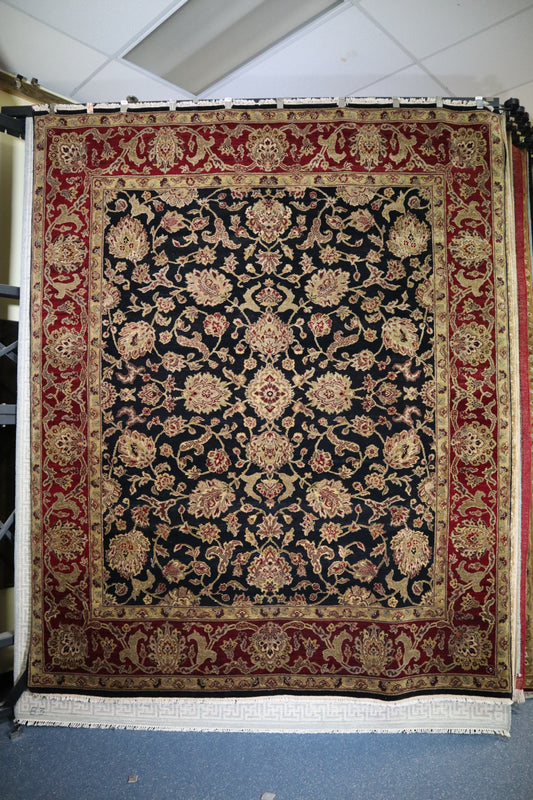 Jaipur Rug, Black Rug, Hand Knotted Oriental Rug, 8x10 Rug