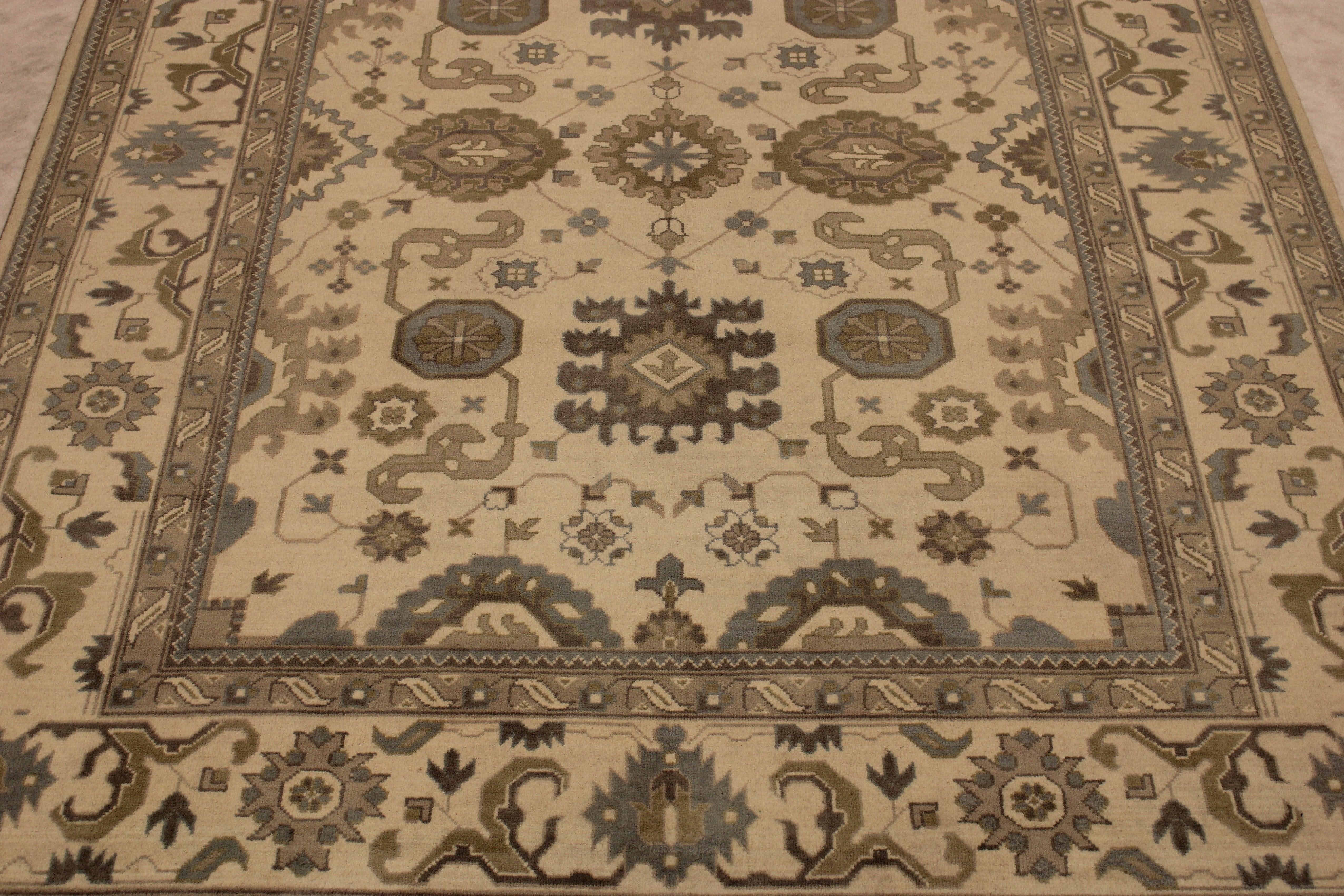 Persian Design Rug, Area Rugs 9x12, Oushak Rug, Living Room Rug