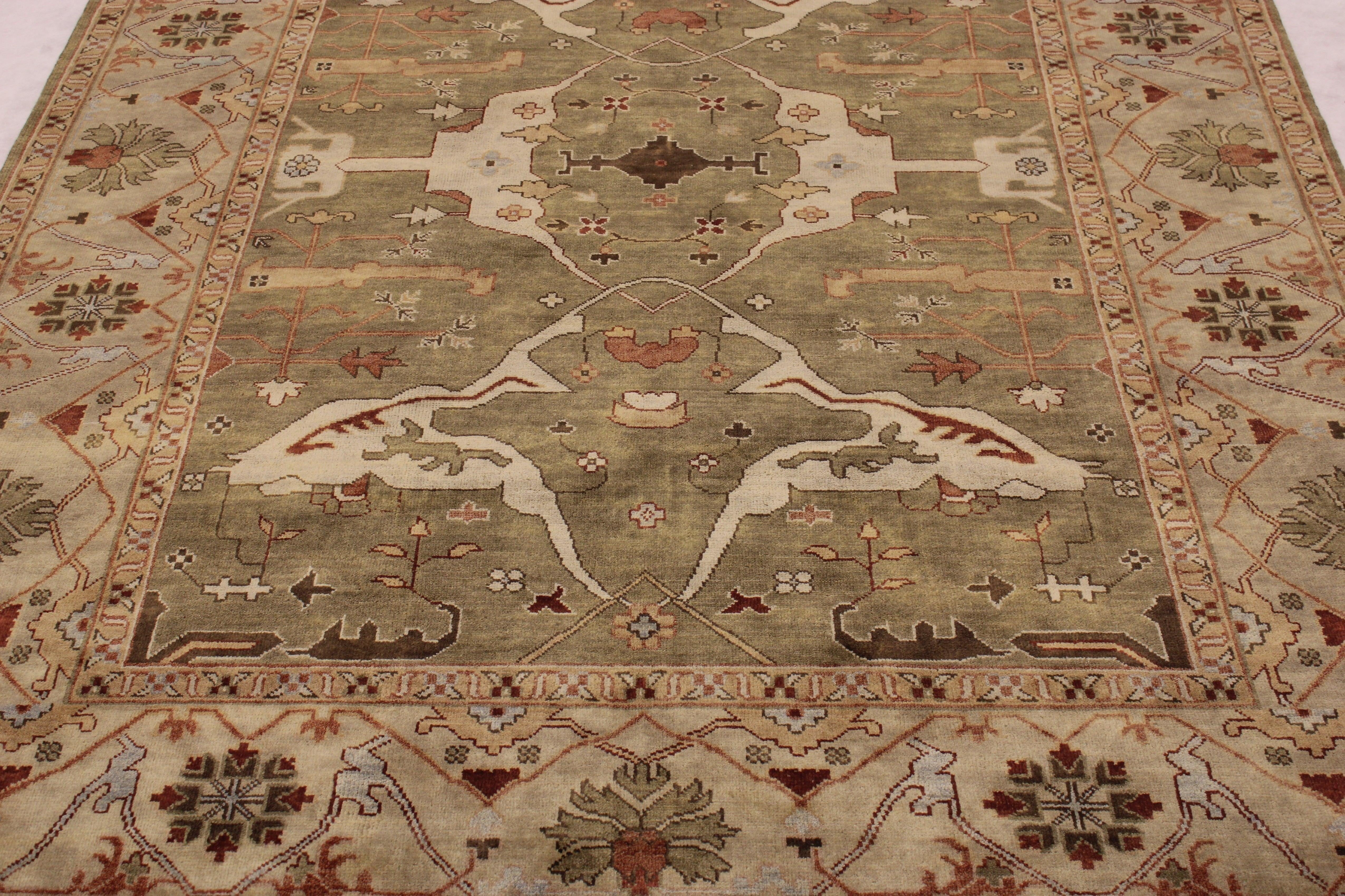 Authentic Rug, Green Rug, Oushak Rug, Wool Oriental Rugs, Discounted Rugs