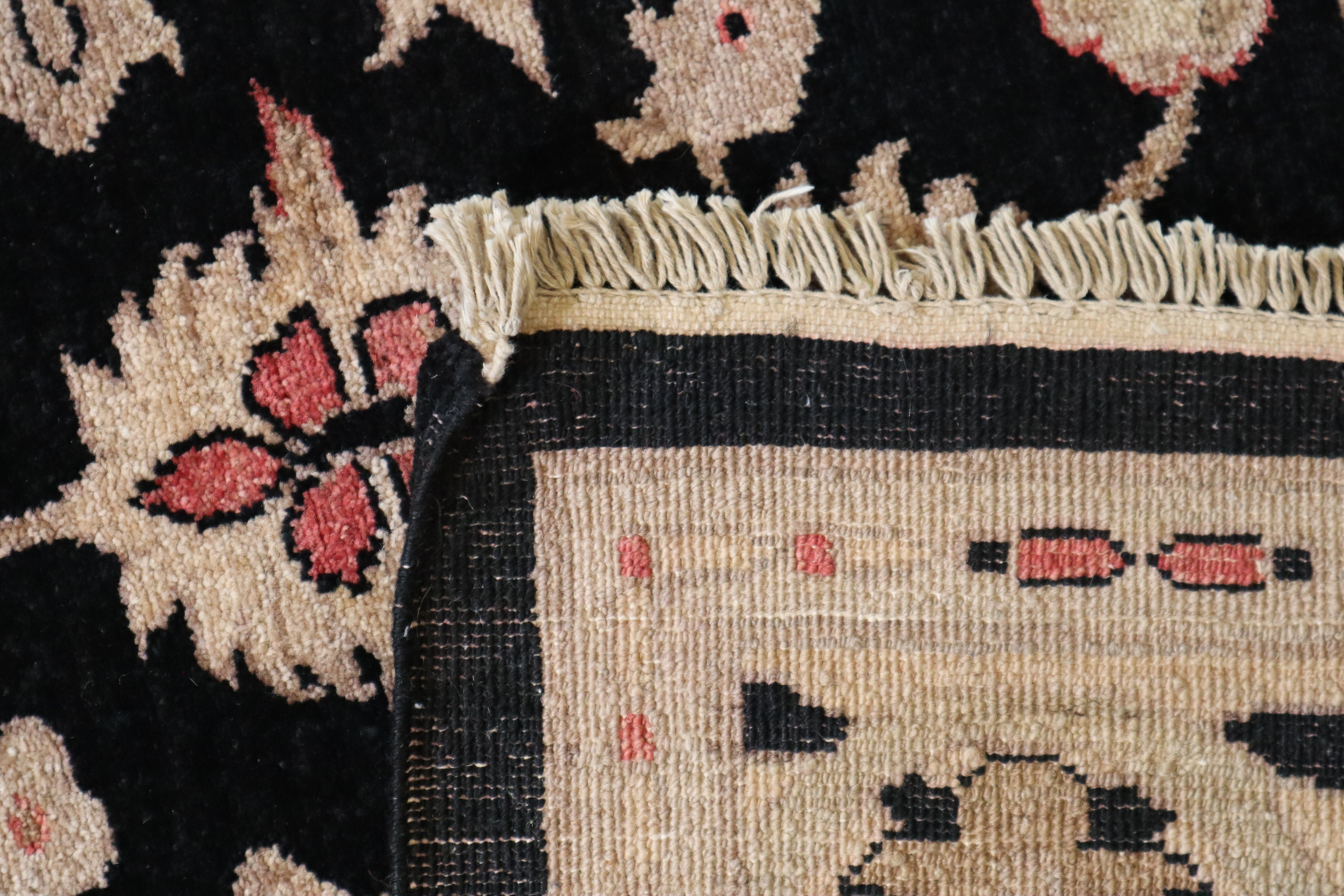 Black Oriental Rug, Hand Knotted Pakistani Rug, Oushak Rug