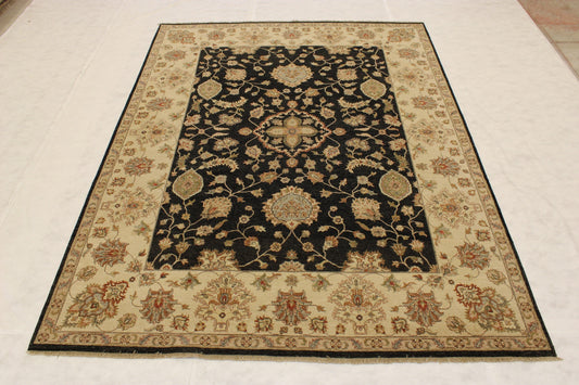 Hamadan Jaipur Rug, Black Rugs, Hand Knotted, High Twist Rug, 9x12 Rug