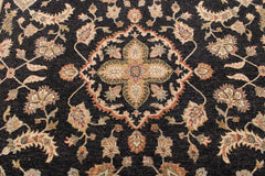 Hamadan Jaipur Rug, Black Rugs, Hand Knotted, High Twist Rug, 9x12 Rug