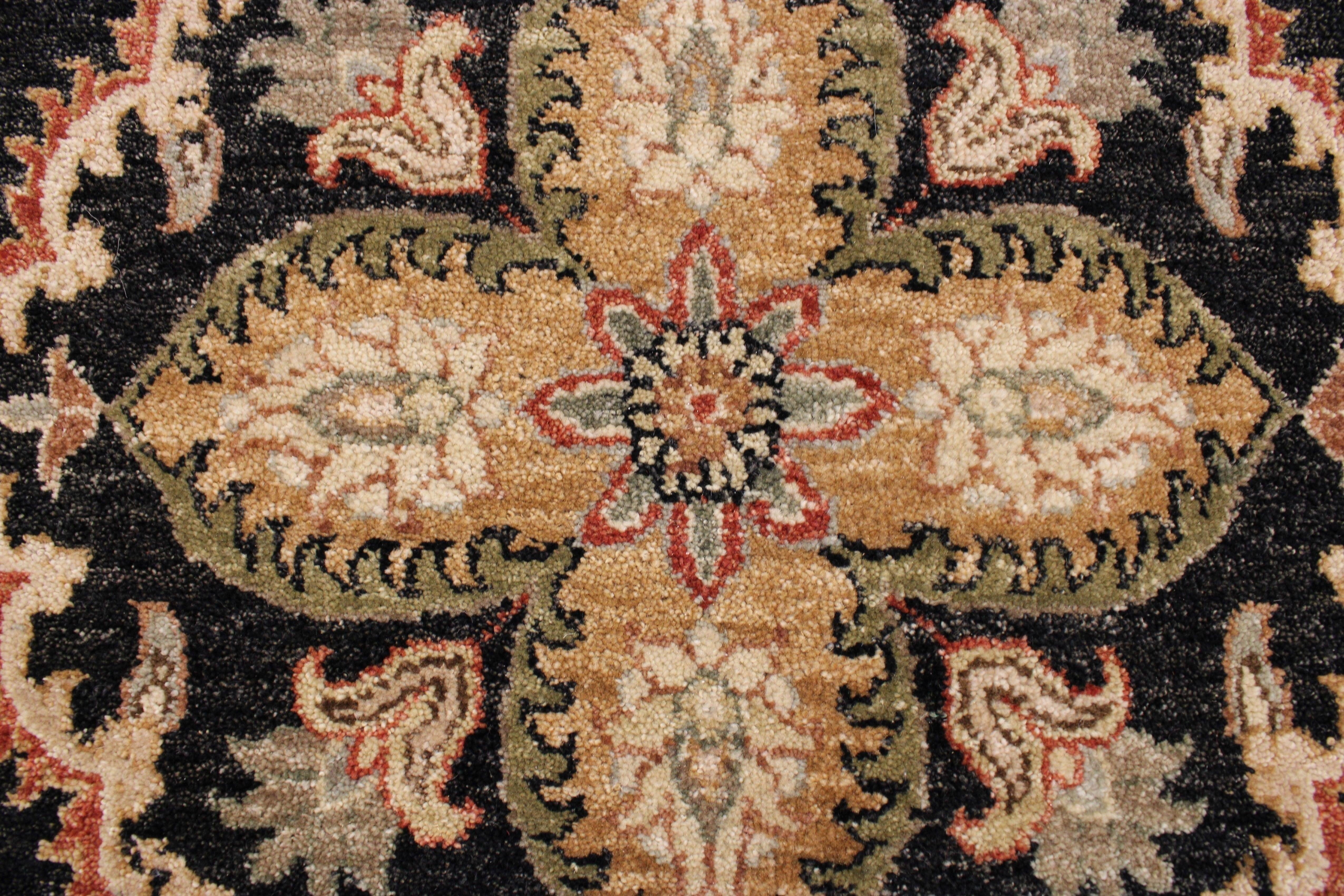 Hamadan Jaipur Rug, Black Rugs, Hand Knotted, High Twist Rug, 9x12 Rug