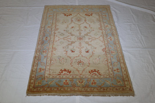 Pestel Oushak Rug, Geometric Rug, Hand Knotted Wool Rug