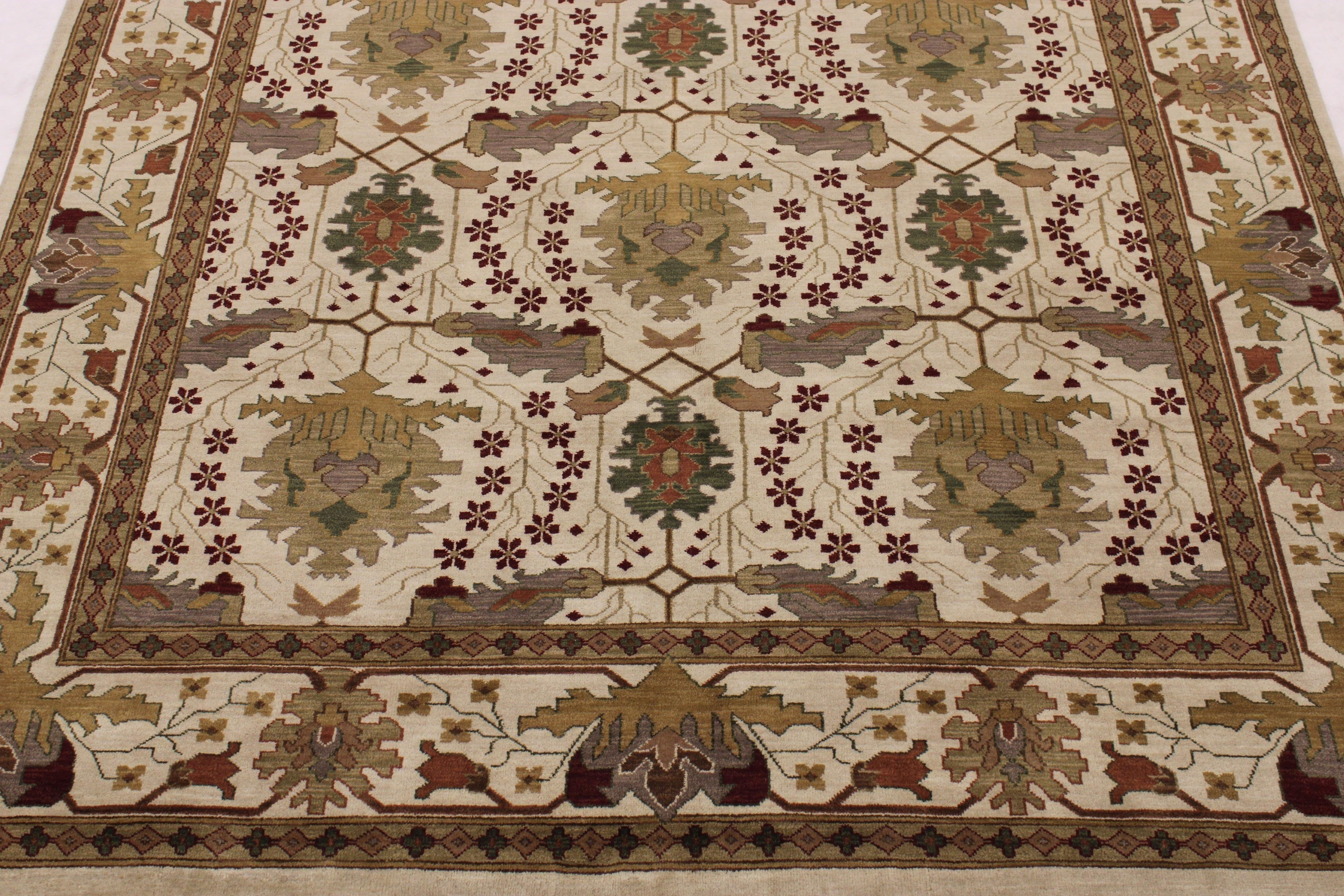 Ivory Rugs, Bright Rug, Turkish Knot Rug, Rug 9x12, Office Rugs