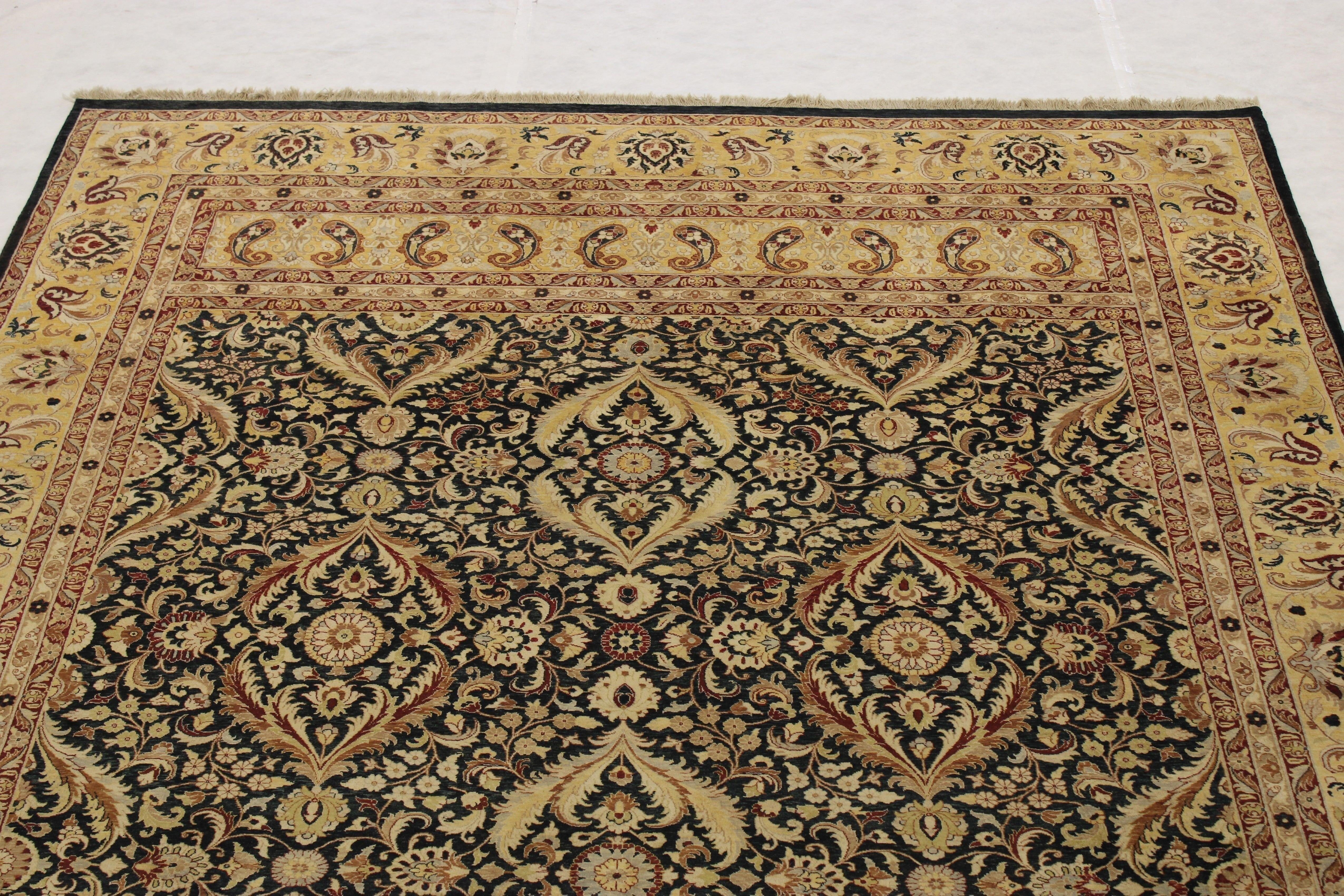 Tabriz Rug, Black Oriental Rugs, Knotted Rug, Area Rug On Carpet