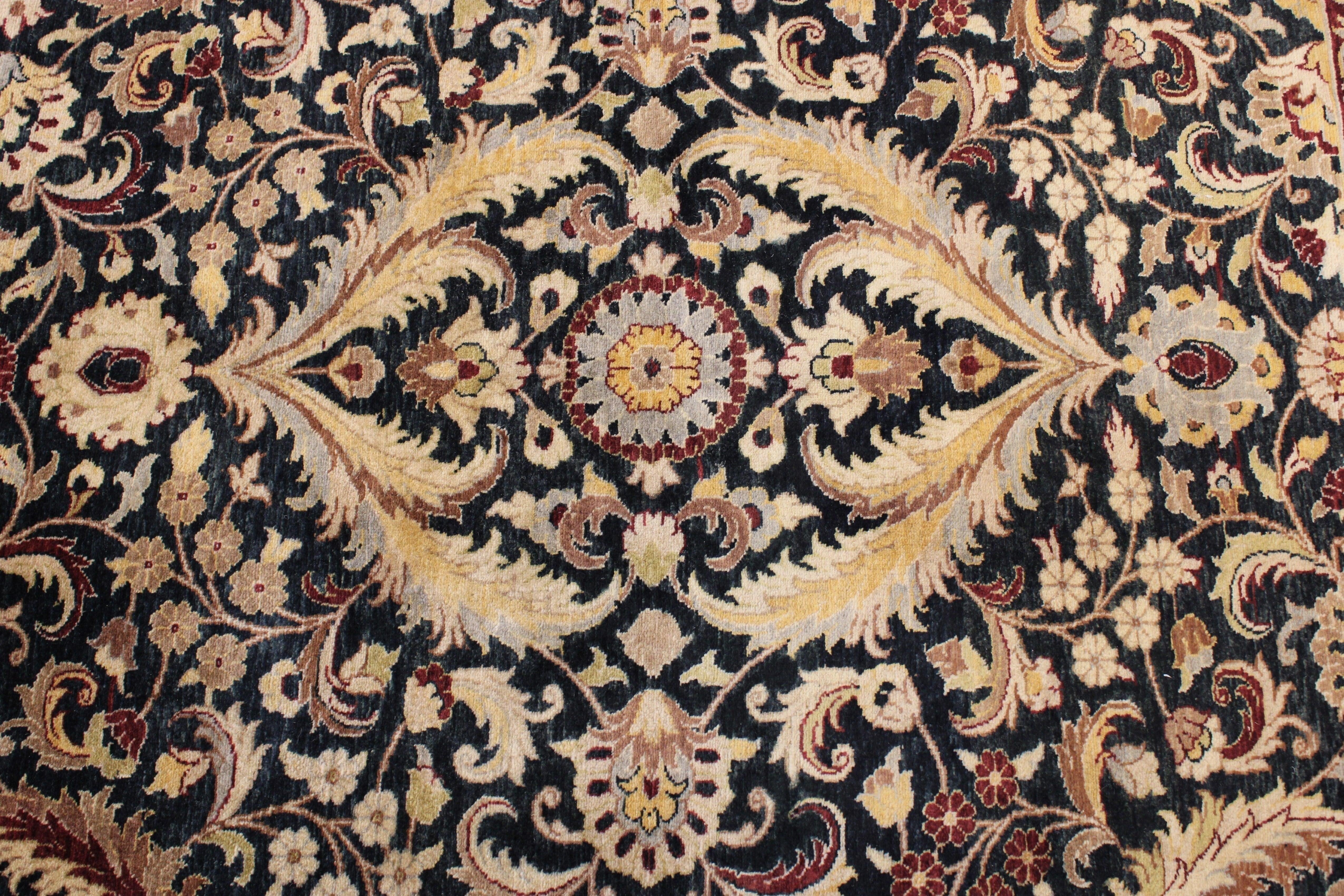 Tabriz Rug, Black Oriental Rugs, Knotted Rug, Area Rug On Carpet
