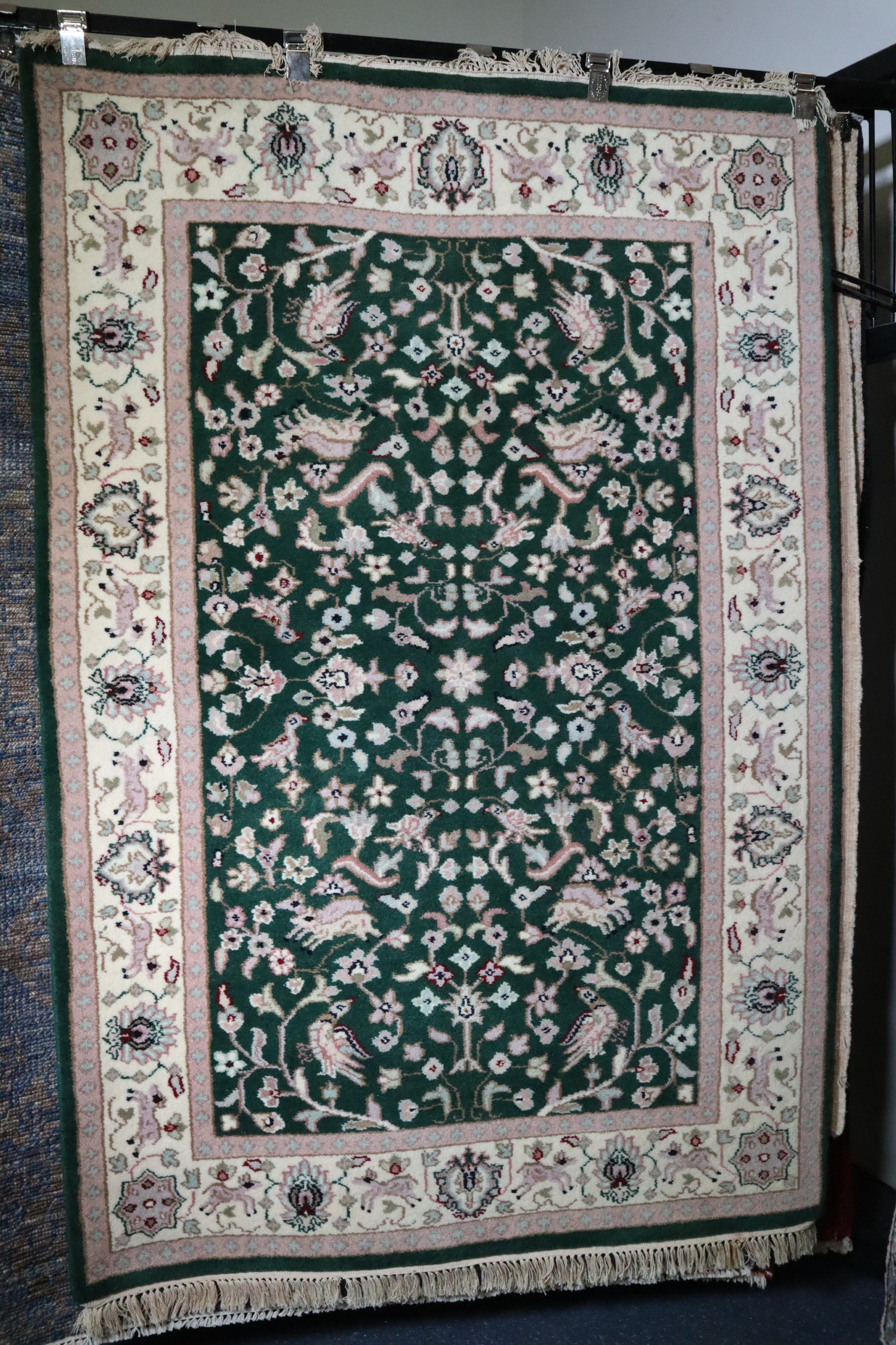 Hunting Rug, Floral Rug, Hand Knotted Indian Rug, Kitchen Rug