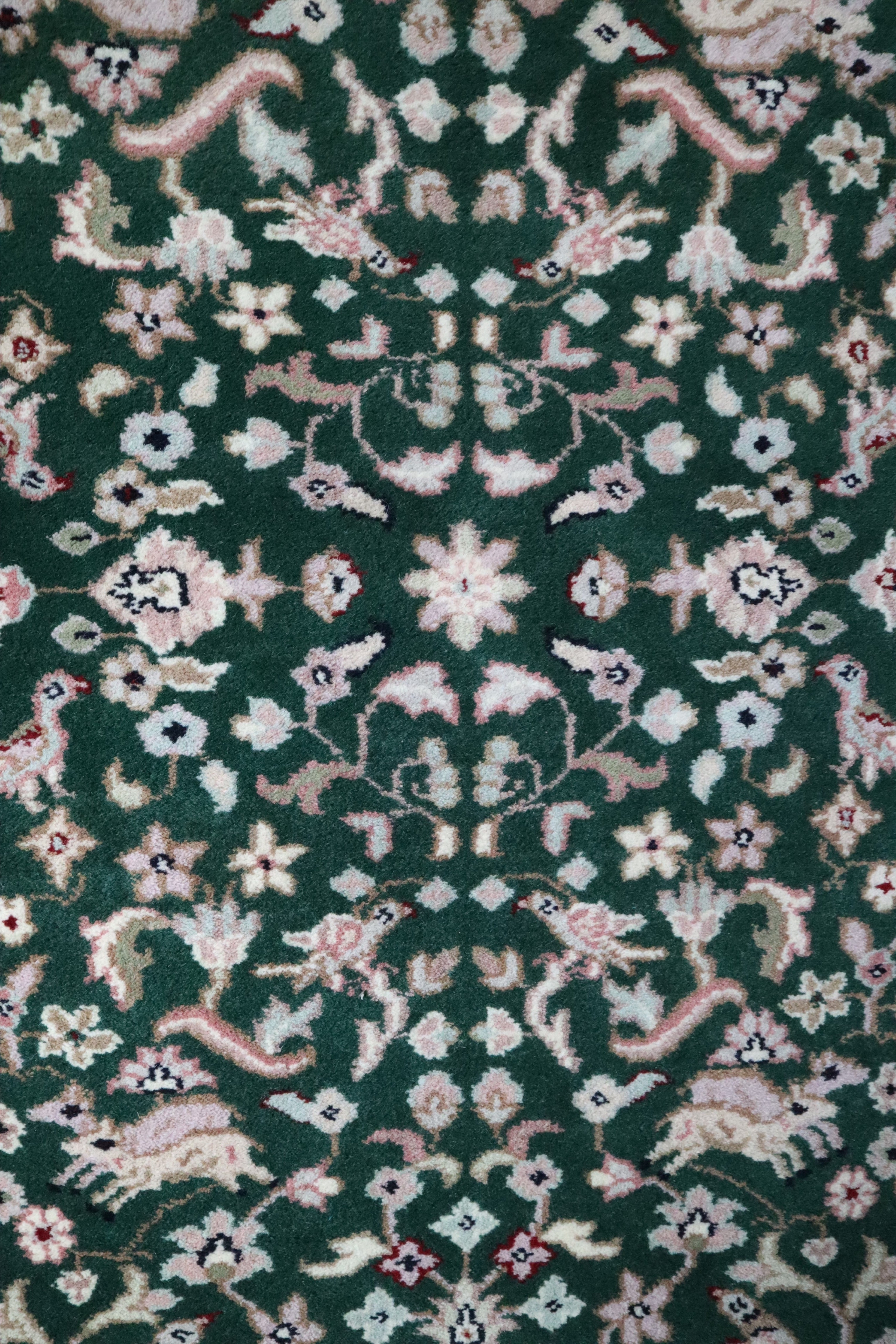 Hunting Rug, Floral Rug, Hand Knotted Indian Rug, Kitchen Rug