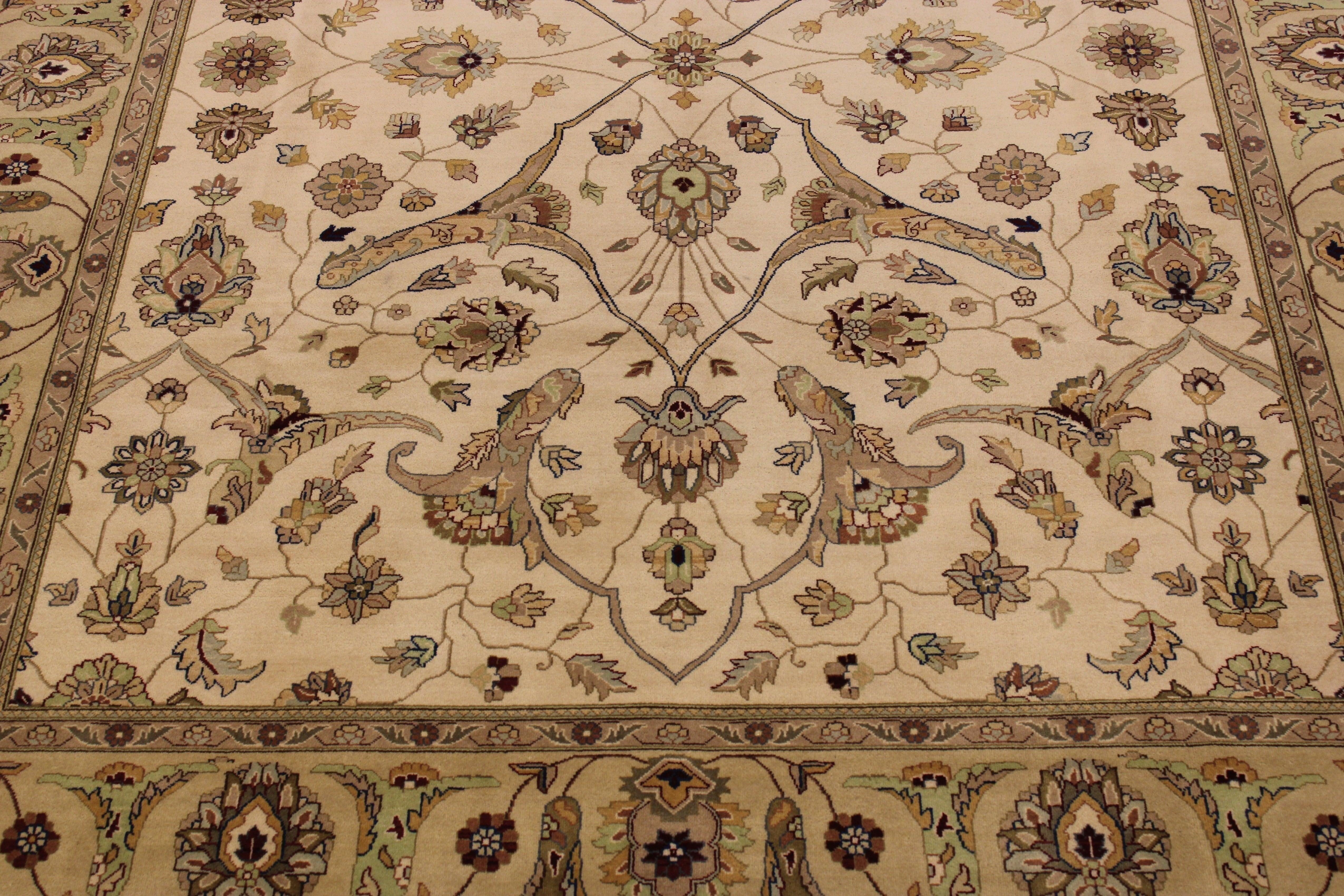 Indo Rug, Oriental Rug, 12/12 Quality, 9x12 Area Rugs, Dining Room Rugs