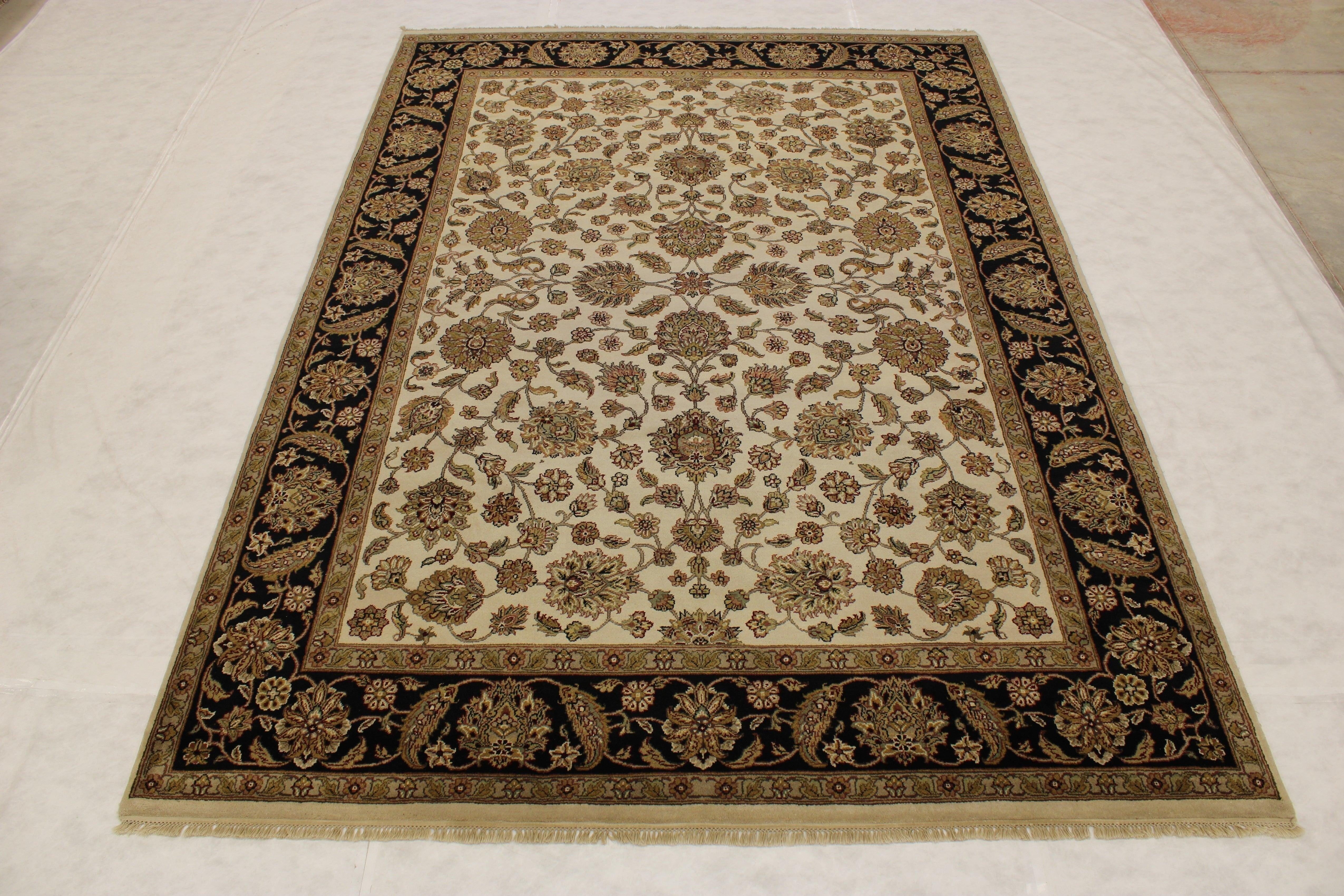 Jaipur Rug, Oriental Rug, Knotted Rugs, Ivory Rug, 9x13 Area Rugs