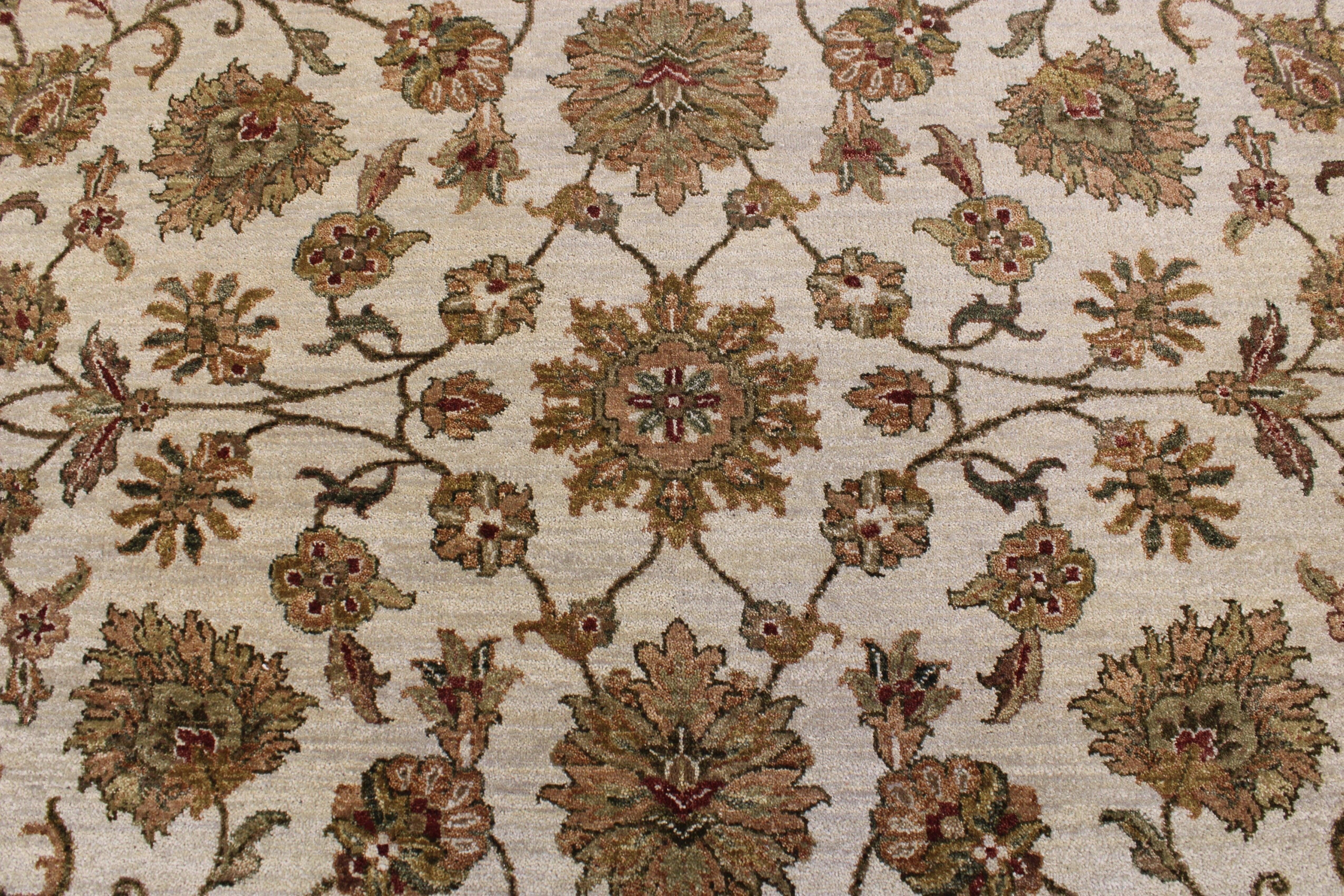 Oriental Rug, Ivory Rug, Hand Knotted Wool Rug, 9x12 Area Rug, Indian Rugs