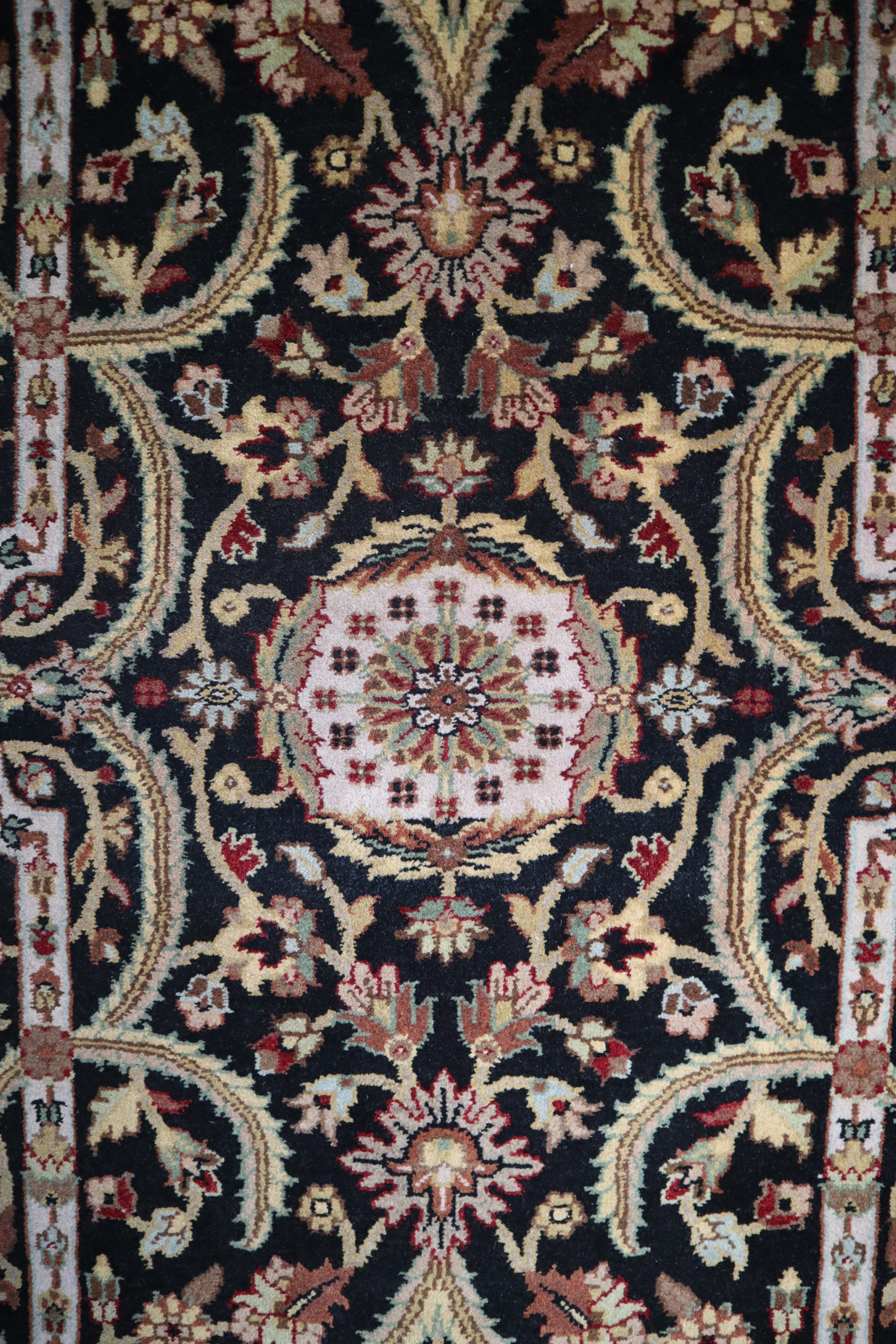 Black Rug, Hand Knotted Indian Rug, Traditional Rug, Area Rug 4x6