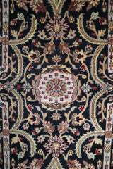 Black Rug, Hand Knotted Indian Rug, Traditional Rug, Area Rug 4x6