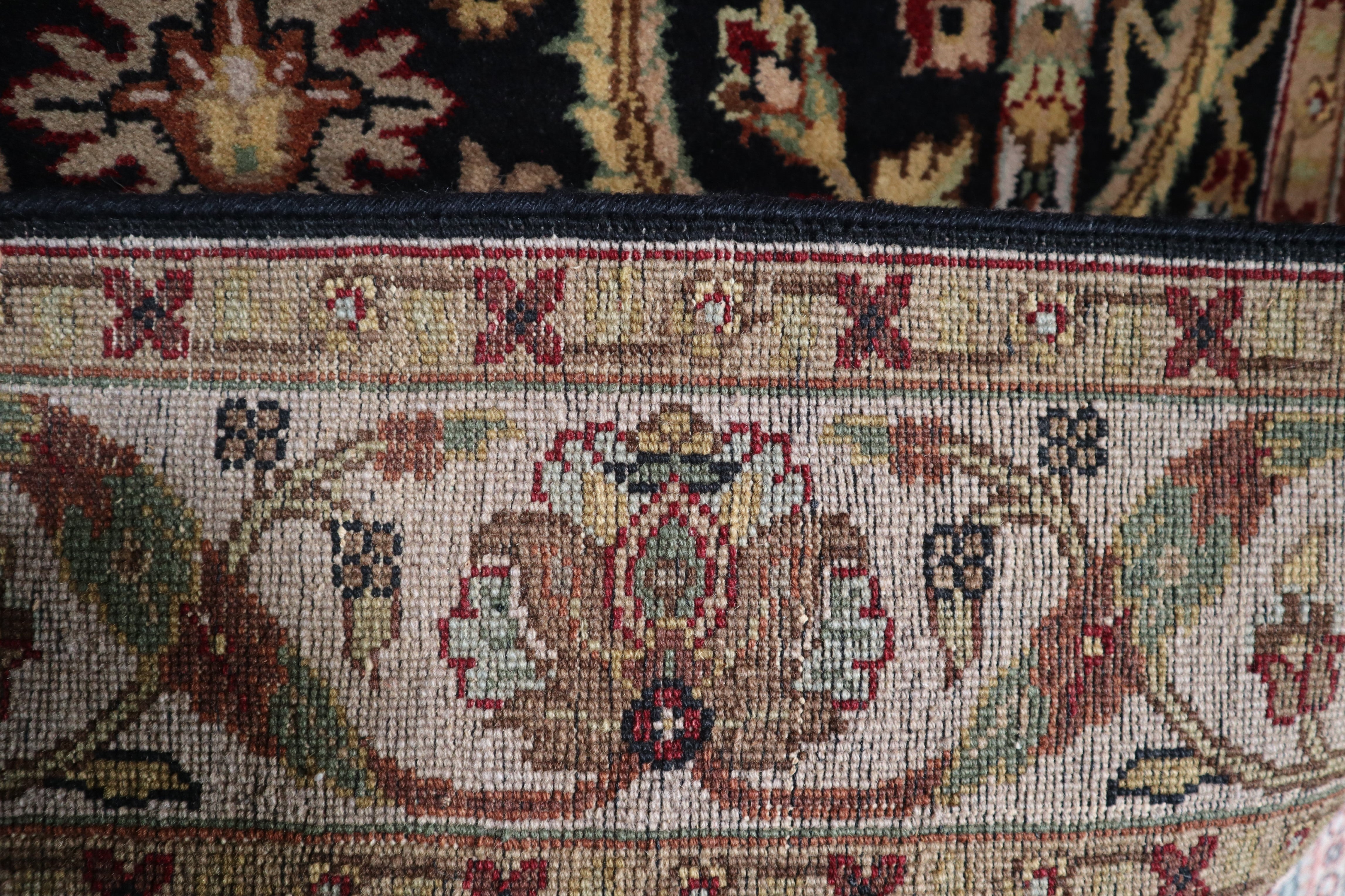 Black Rug, Hand Knotted Indian Rug, Traditional Rug, Area Rug 4x6