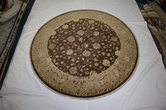 Hand Knotted Round Rug, Silk Flower Rug, Oriental Rug