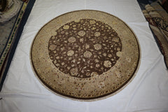 Hand Knotted Round Rug, Silk Flower Rug, Oriental Rug