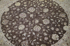 Hand Knotted Round Rug, Silk Flower Rug, Oriental Rug