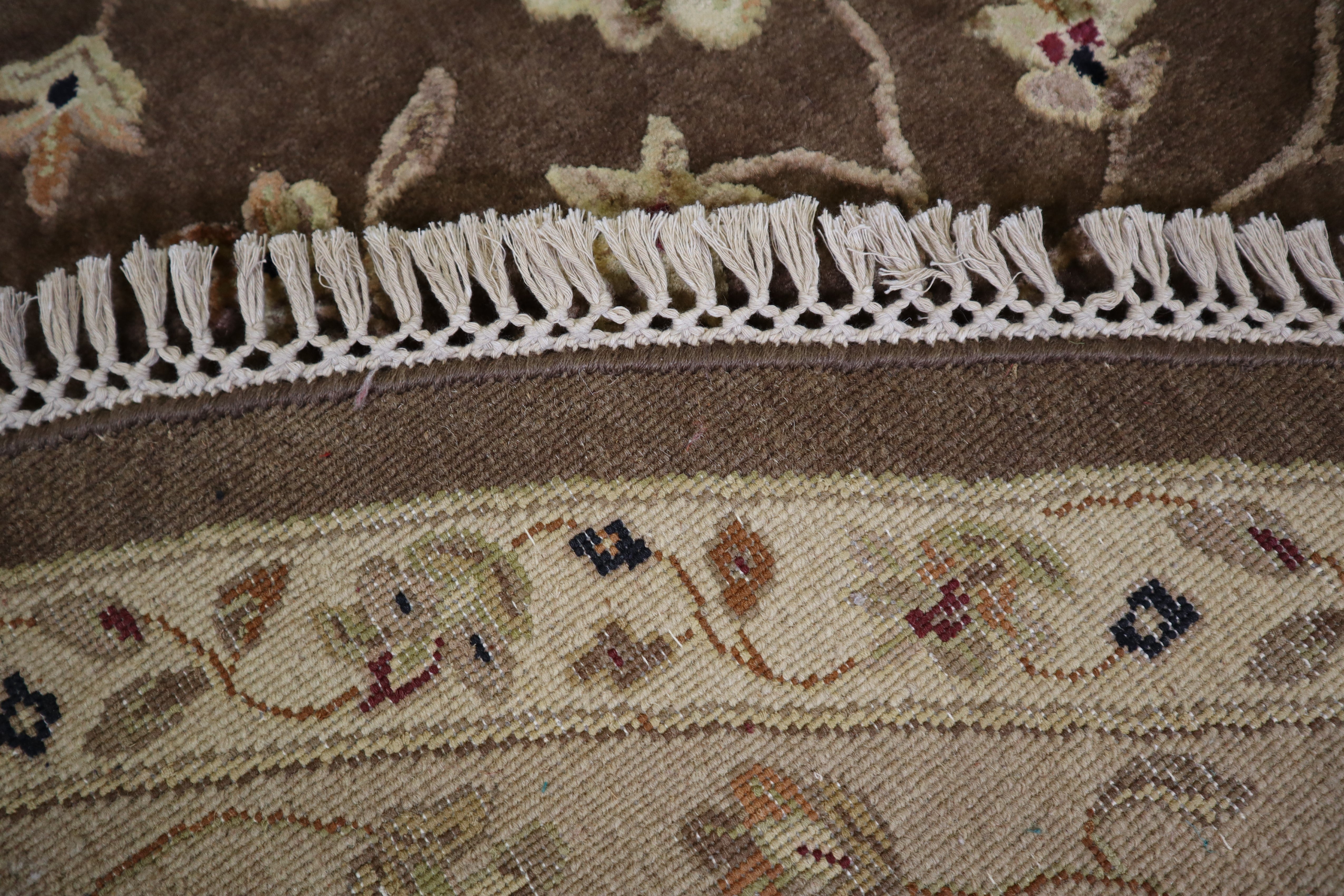 Hand Knotted Round Rug, Silk Flower Rug, Oriental Rug