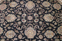 Jaipur Rug, Black Rug, Indo Rug, Round Rug, 9x9 Rug, Traditional Rug