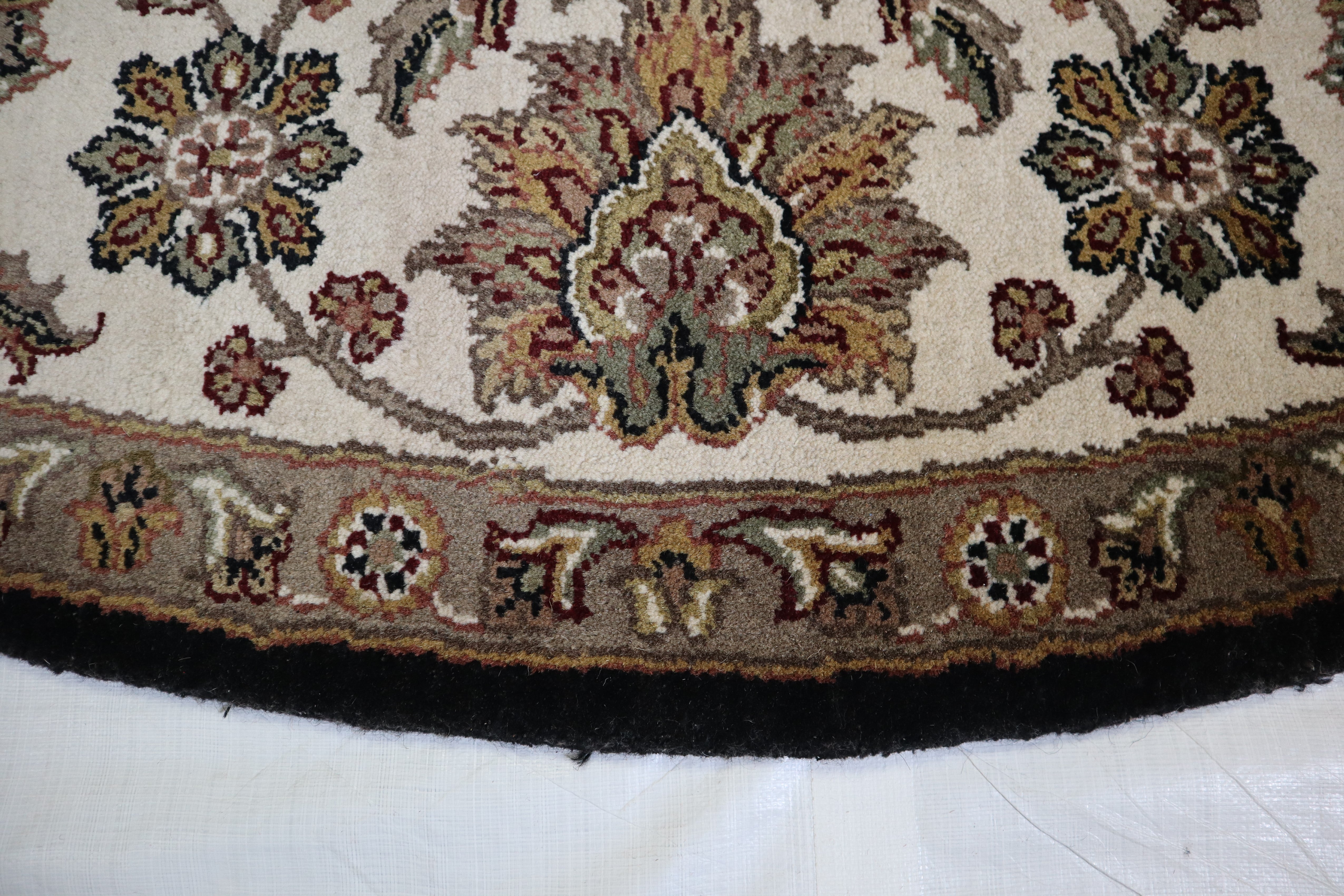 Jaipur Rug, Black Rug, Indo Rug, Round Rug, 9x9 Rug, Traditional Rug