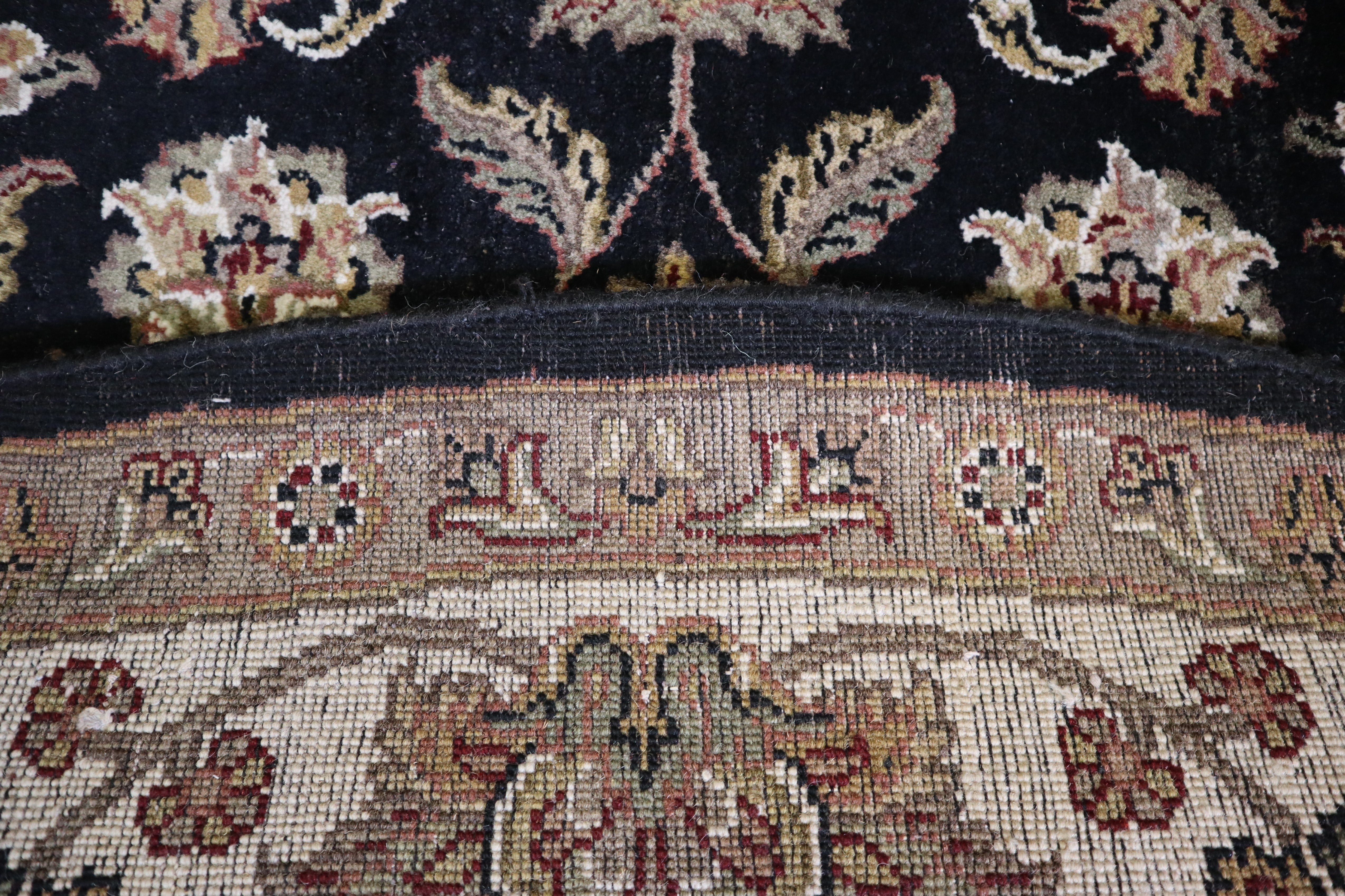 Jaipur Rug, Black Rug, Indo Rug, Round Rug, 9x9 Rug, Traditional Rug