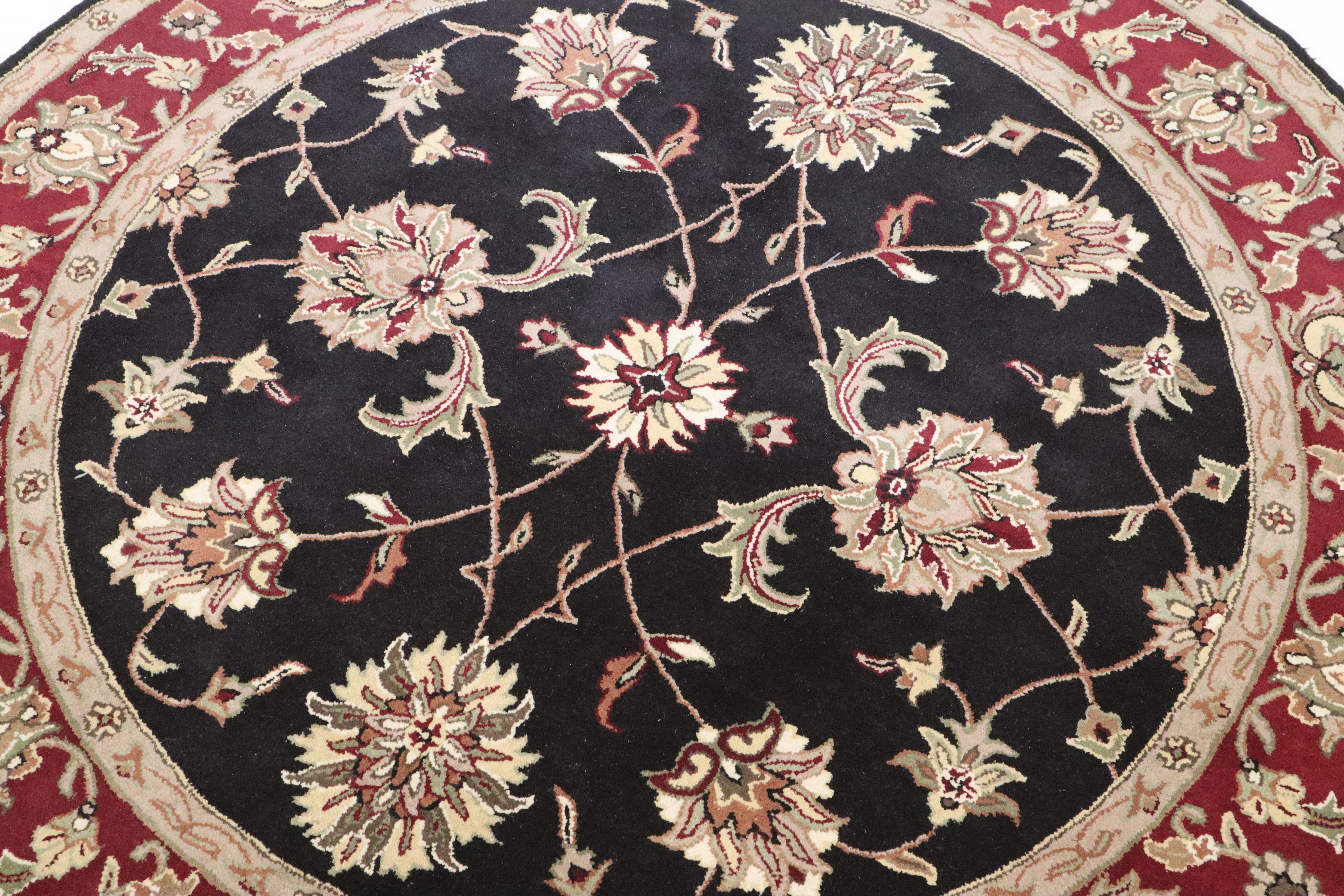 Tufted Rug, Black Round Rug, Wool Rug, Round Rug 7x7