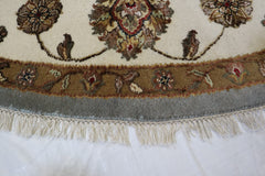 Light Blue Rug, Round Rug, Silk Flower Rug, Round Rug For Living Room