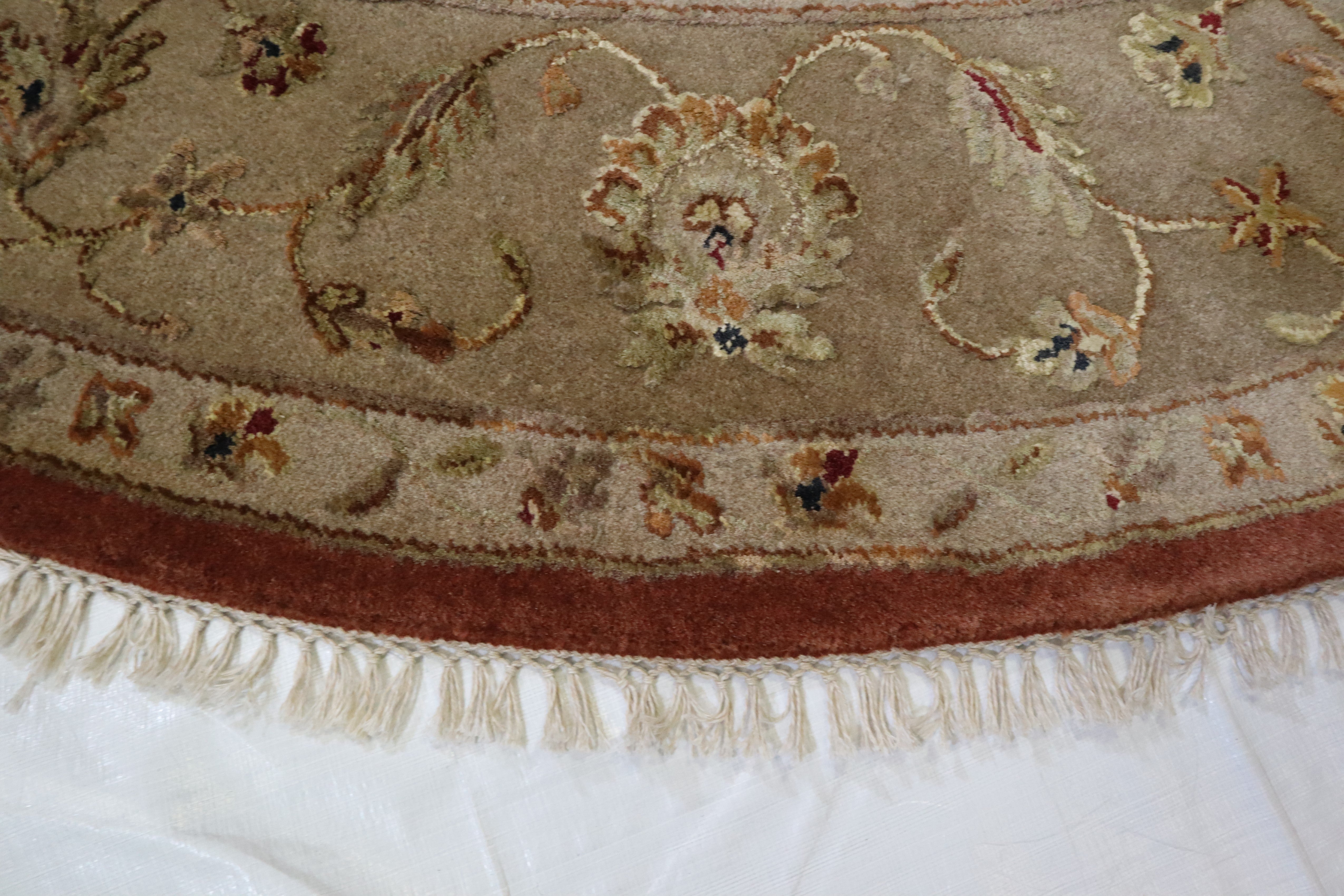 Silk Flower Rug, 8x8 Round Rug, Traditional Rug, Round Rug For Kitchen