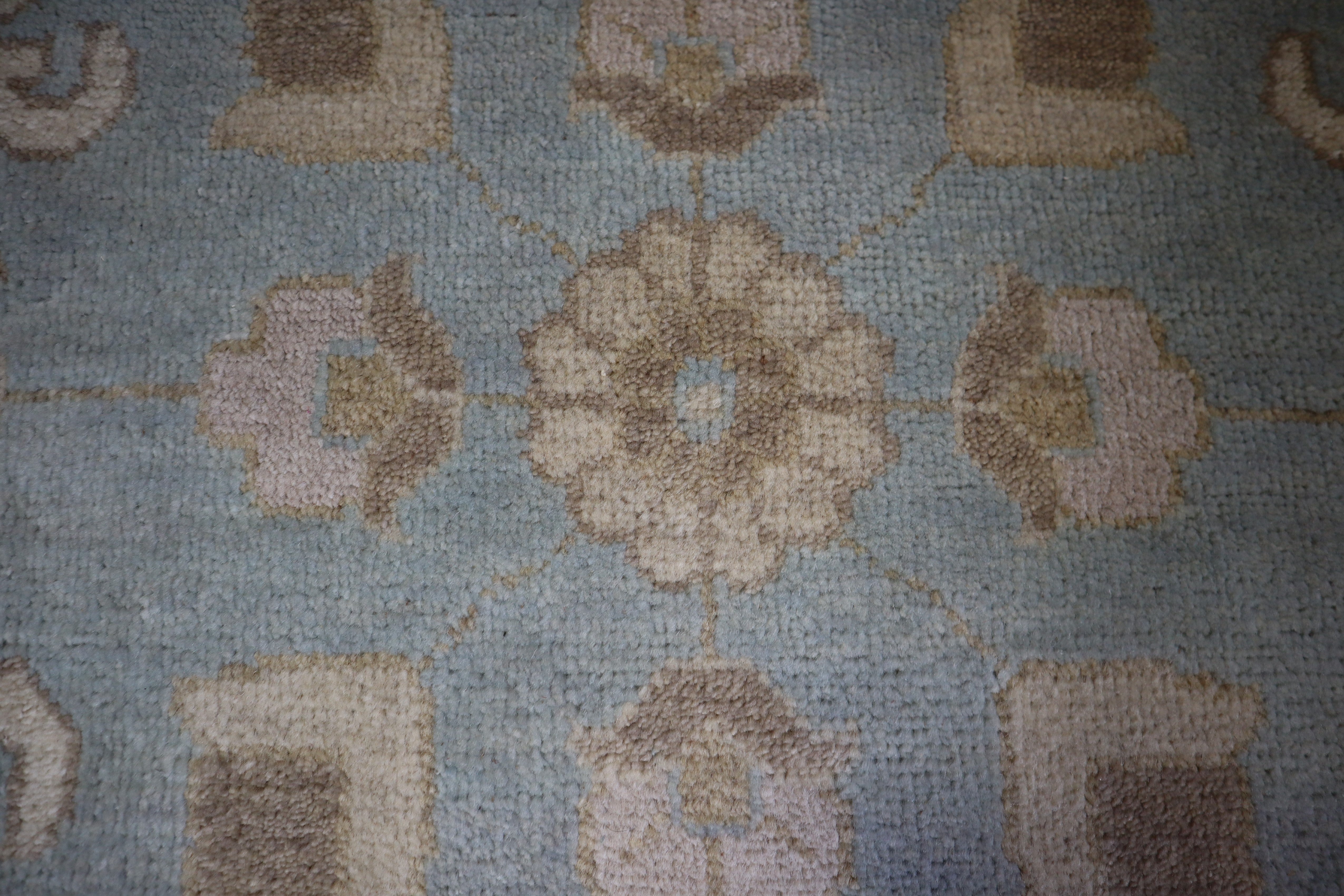 Blue Round Rug, Oushak Rug, Wool Oriental Rug, 8x8