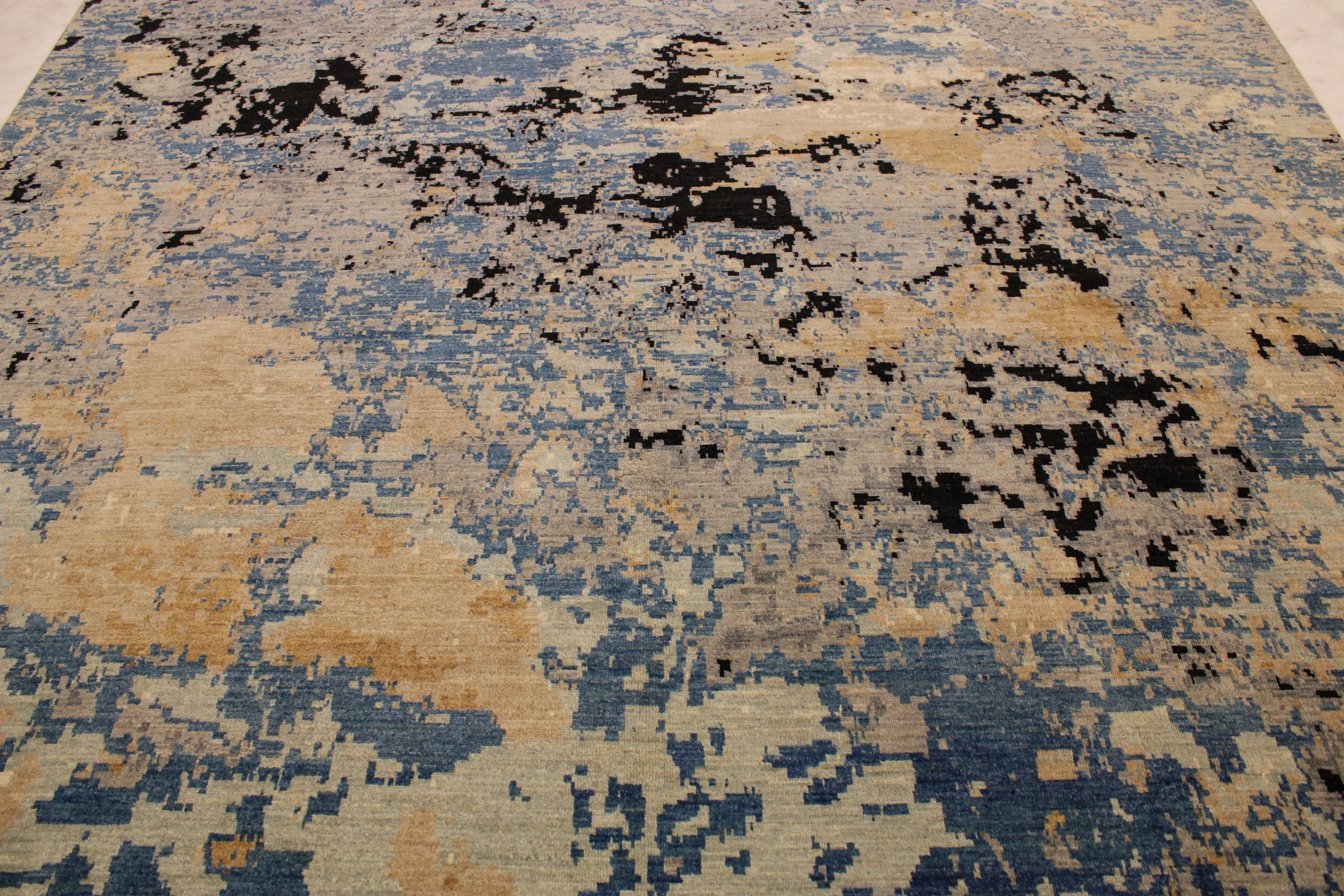 Contemporary Rug, Multicolored, Hand Knotted Wool Rugs, How Big Is 8x10, Modern Rug