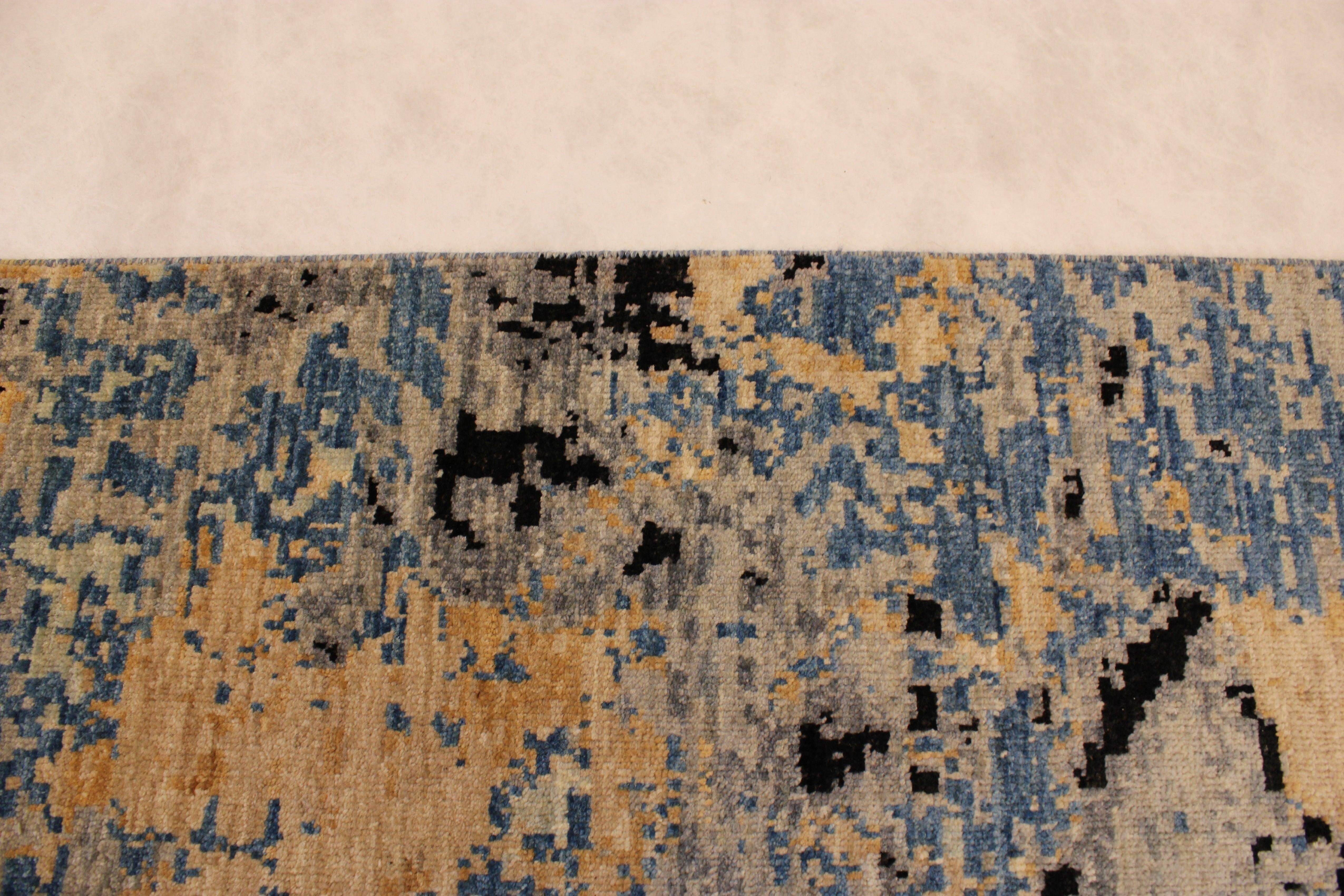 Contemporary Rug, Multicolored, Hand Knotted Wool Rugs, How Big Is 8x10, Modern Rug