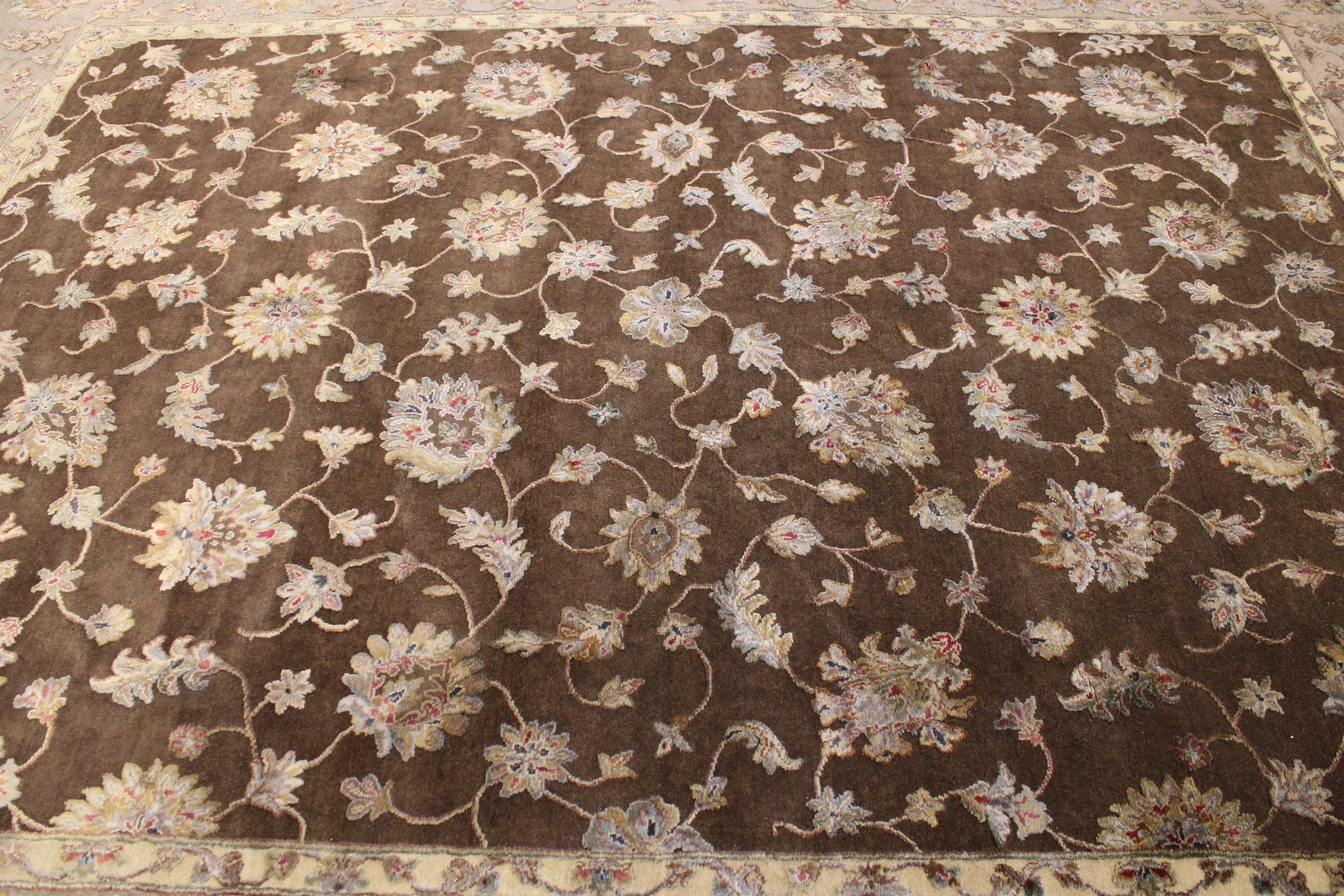 Persian Design Rug, Silk Flower Rug, Neutral Rugs, Living Room Rug