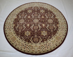 Oushak Design Rug, Hand Knotted Round Rug, Indian Wool Rug