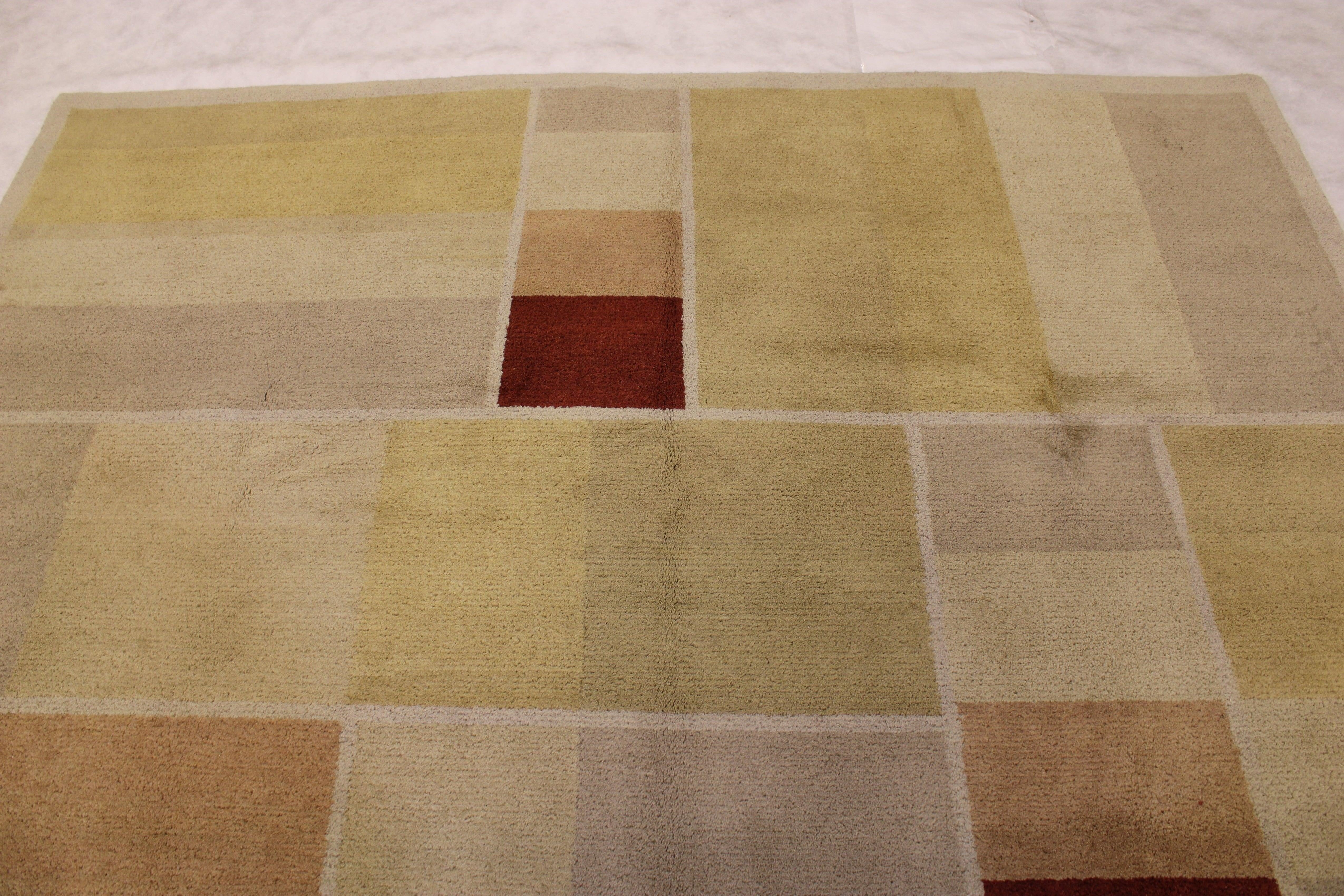 7'6" xHand Knotted Rug, Multicolored Rug, Indian Rug, Living Room Rug, Bedroom Rug