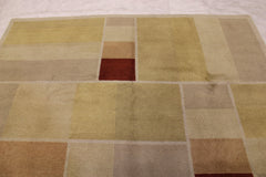 7'6" xHand Knotted Rug, Multicolored Rug, Indian Rug, Living Room Rug, Bedroom Rug