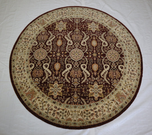 Hand Knotted Round Rug, Wool Oriental Rug, Oushak Rug, Bedroom Rug