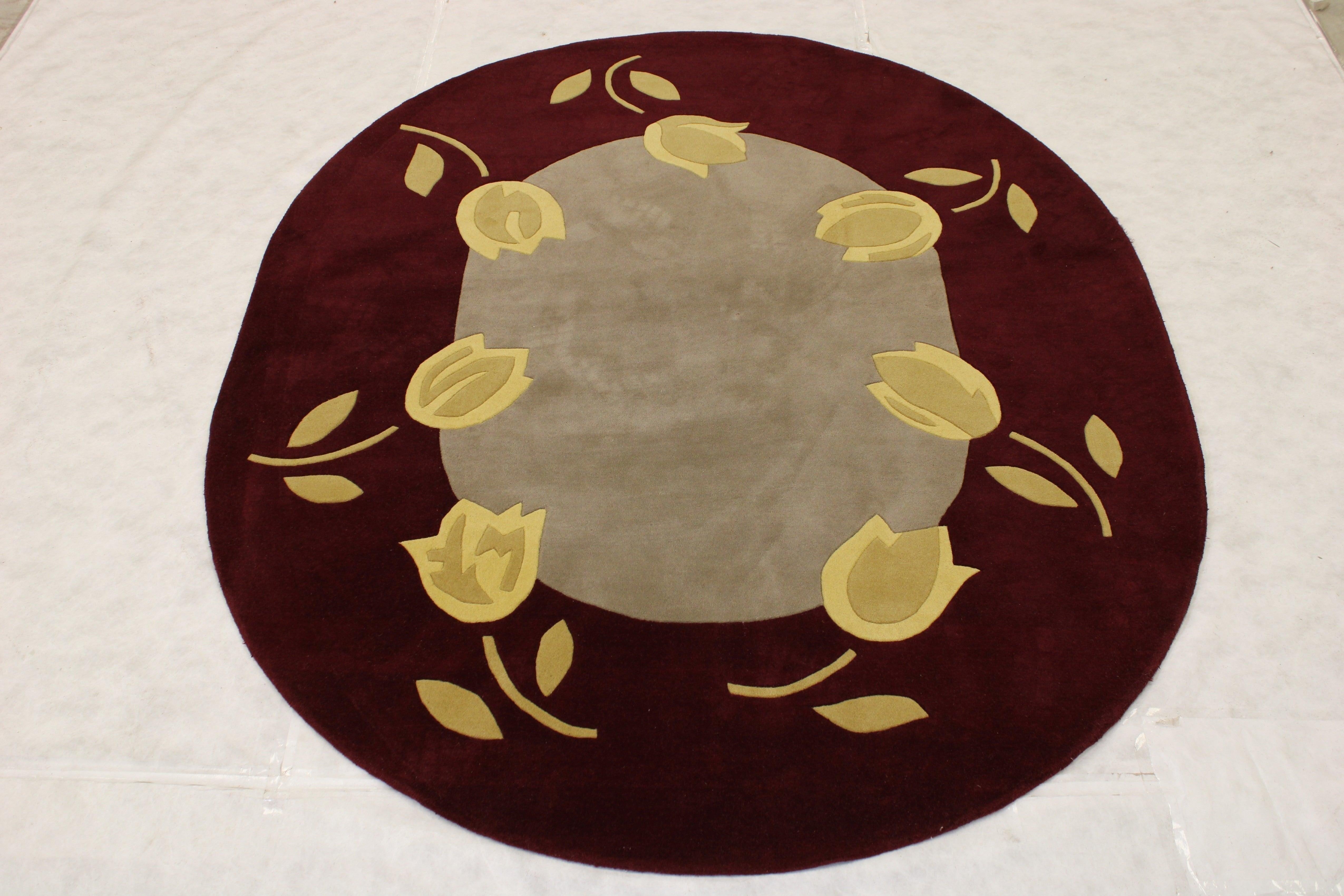Hand Tufted Rug, Round Rug, Flower Design Rug, Kitchen Round Rugs