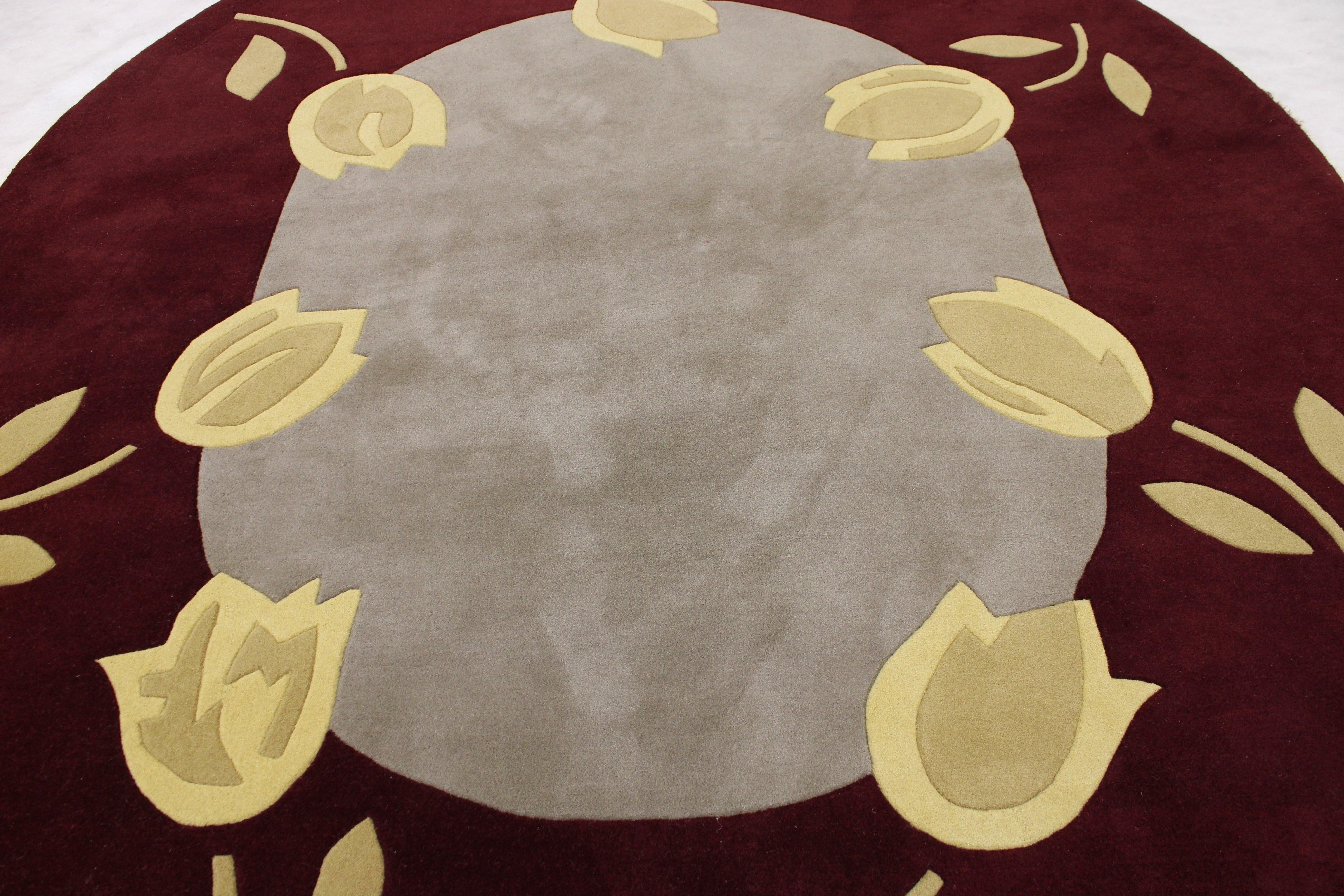 Hand Tufted Rug, Round Rug, Flower Design Rug, Kitchen Round Rugs