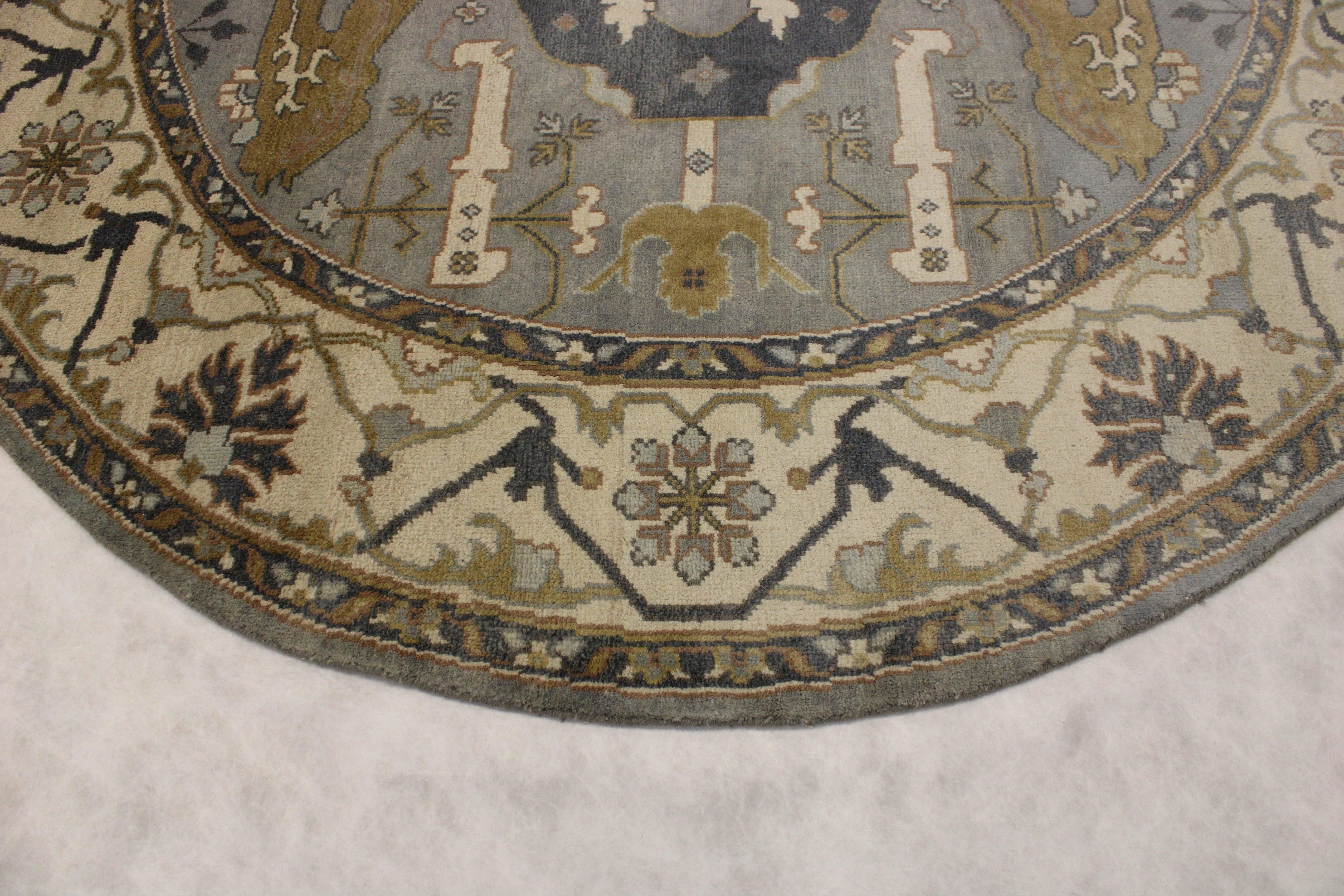 Oushak Rugs, Round Rugs, Natural Multi, Hand Knotted Wool Rug, Table Rug