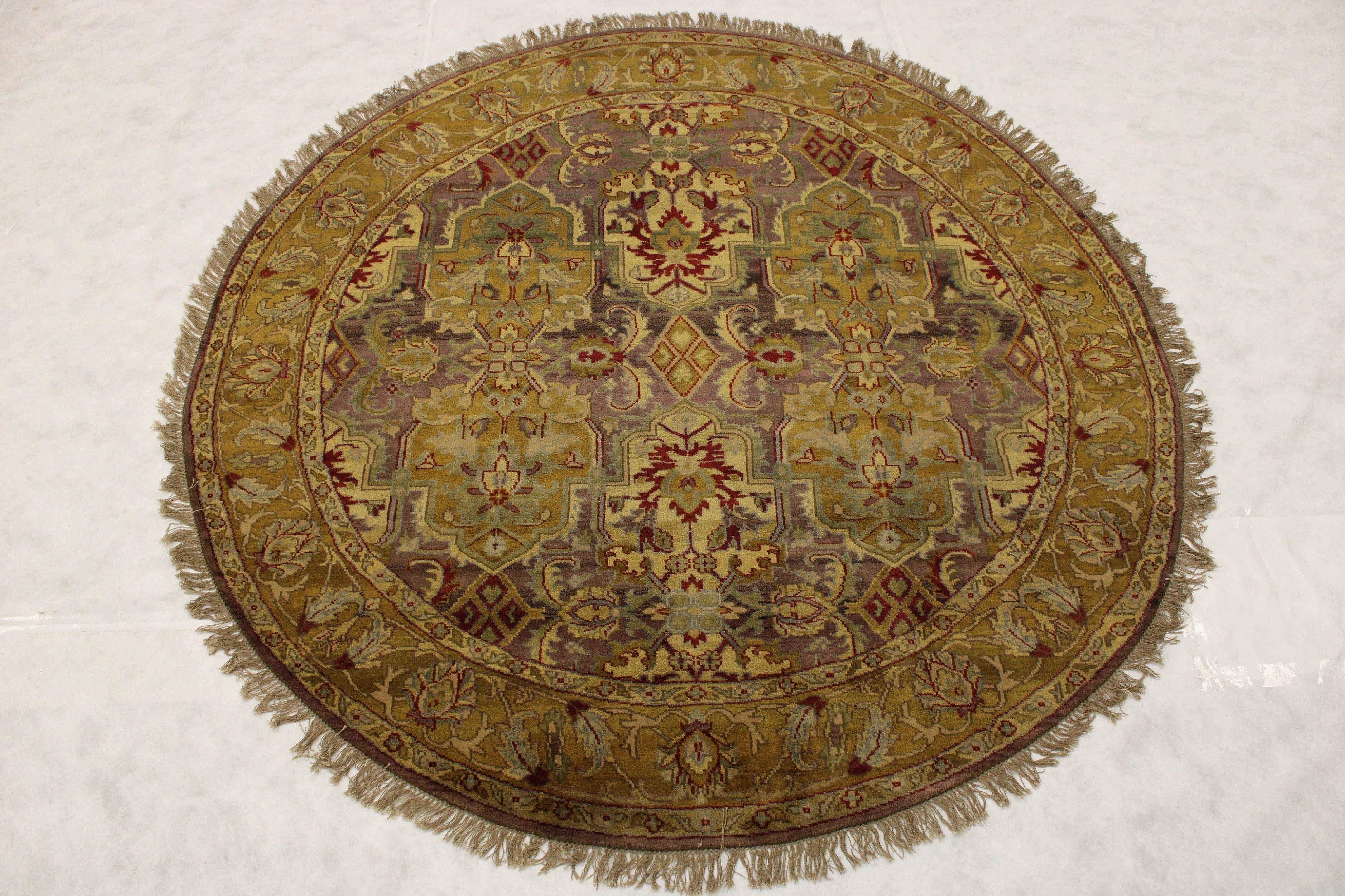 Multicolored Rugs, Hand Knotted Rug, Round Rug, Indian Rugs, Kitchen Rug