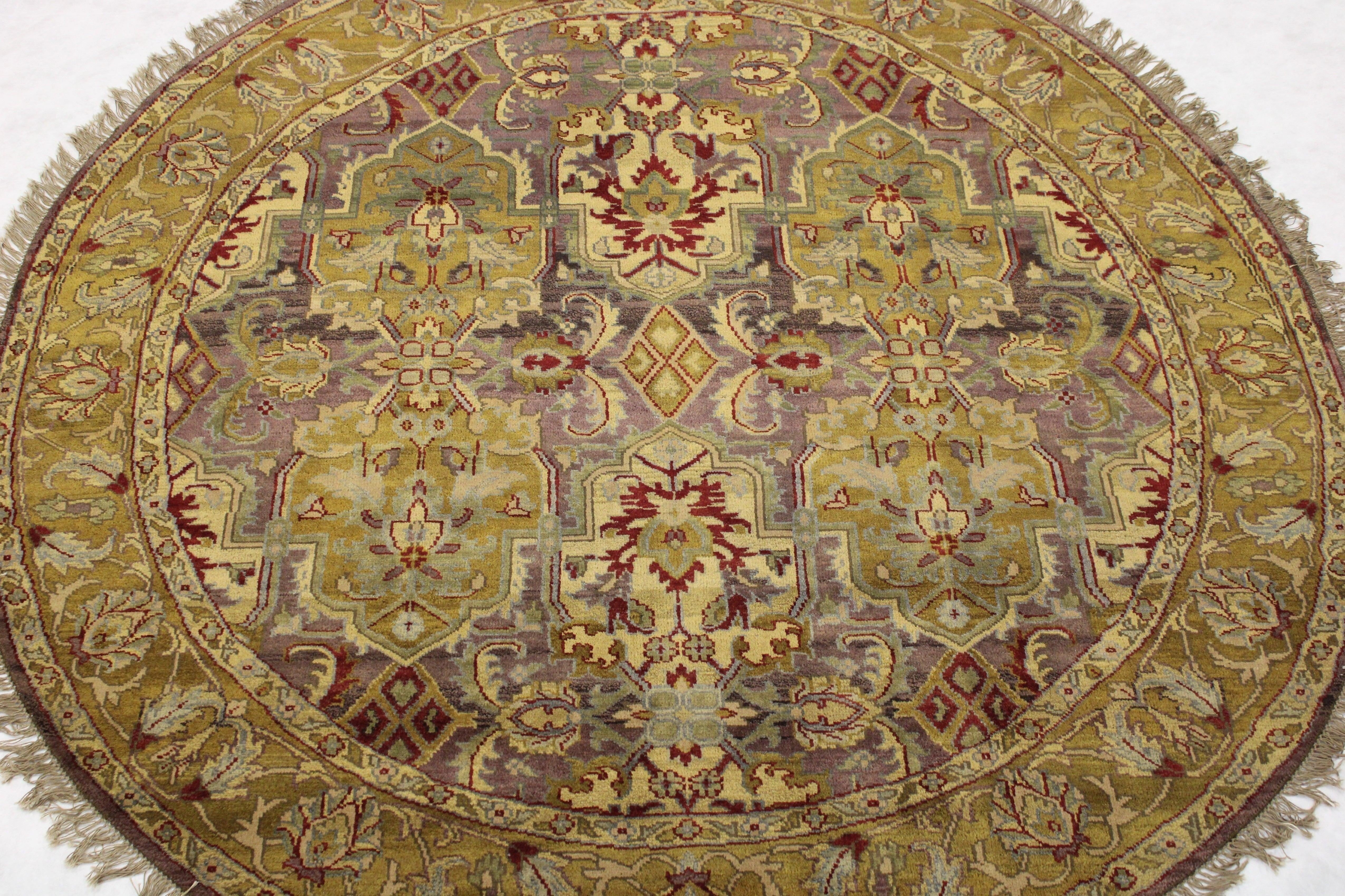 Multicolored Rugs, Hand Knotted Rug, Round Rug, Indian Rugs, Kitchen Rug