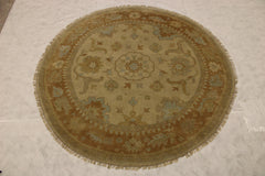 Round Rug, Oushak Rug, Hand Knotted Wool Rug, Round Carpet, Indian Rug