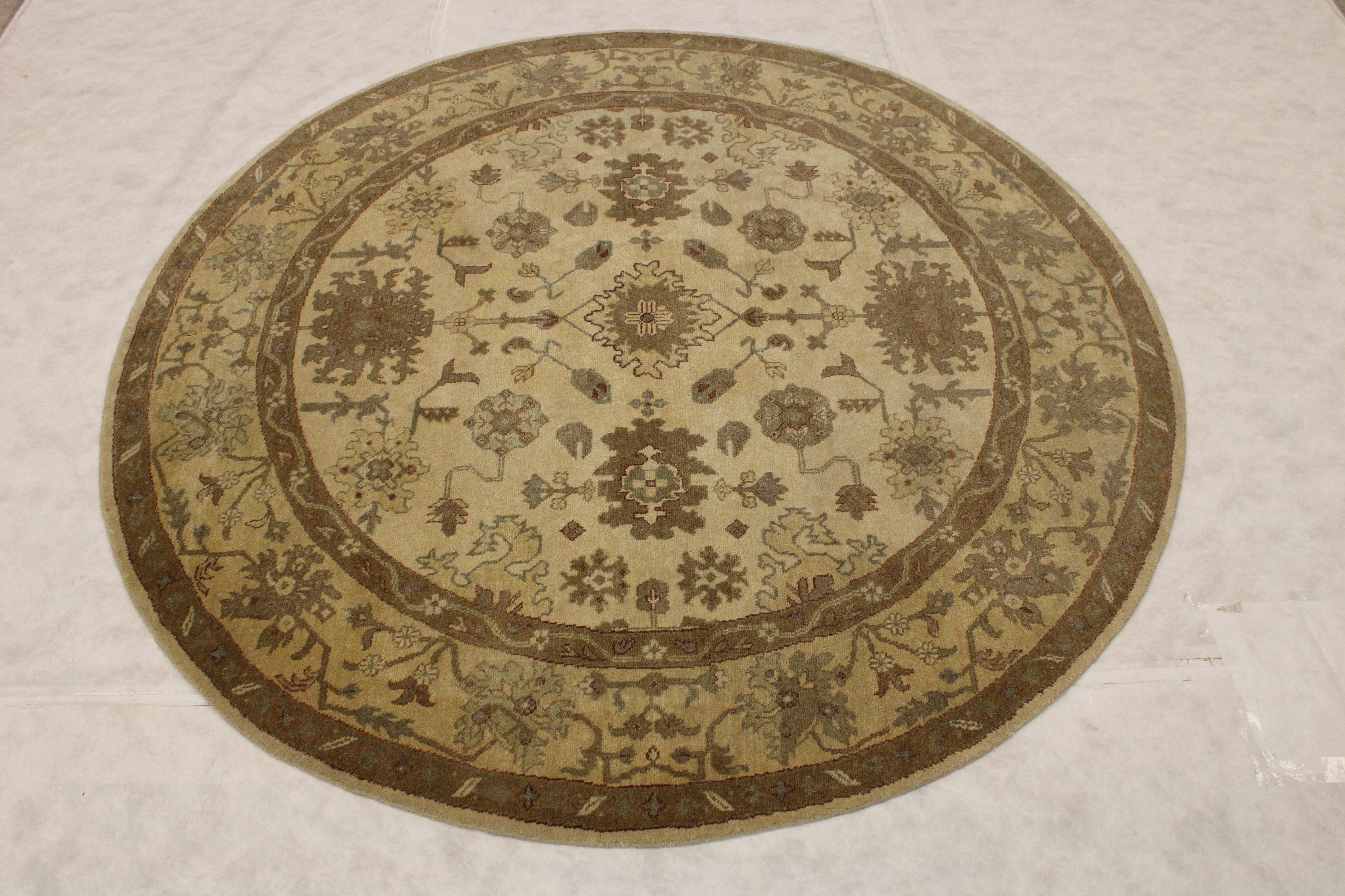 Modern Persian Rugs, Round Rug, Oushak Rug, Round Kitchen Rug