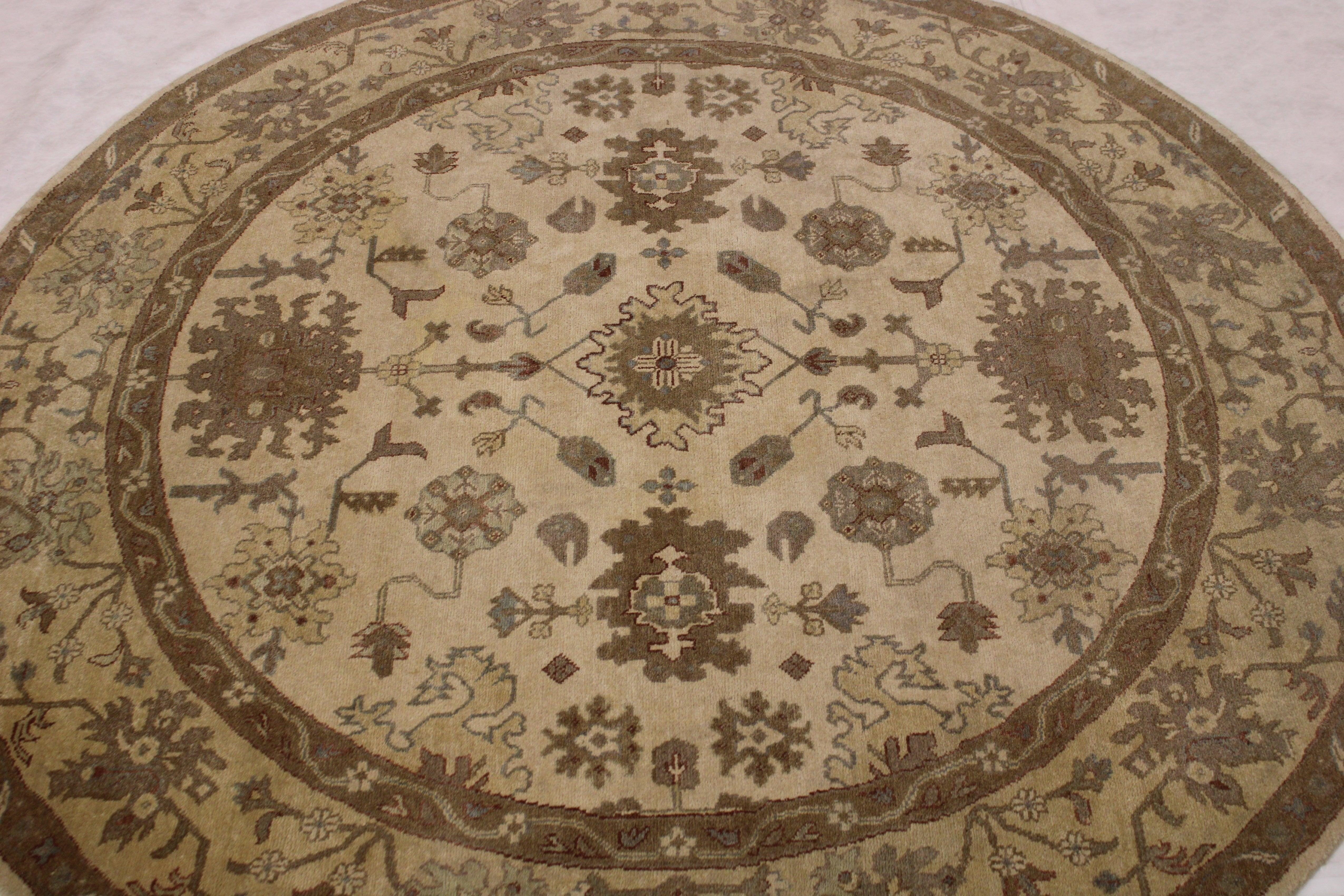 Modern Persian Rugs, Round Rug, Oushak Rug, Round Kitchen Rug
