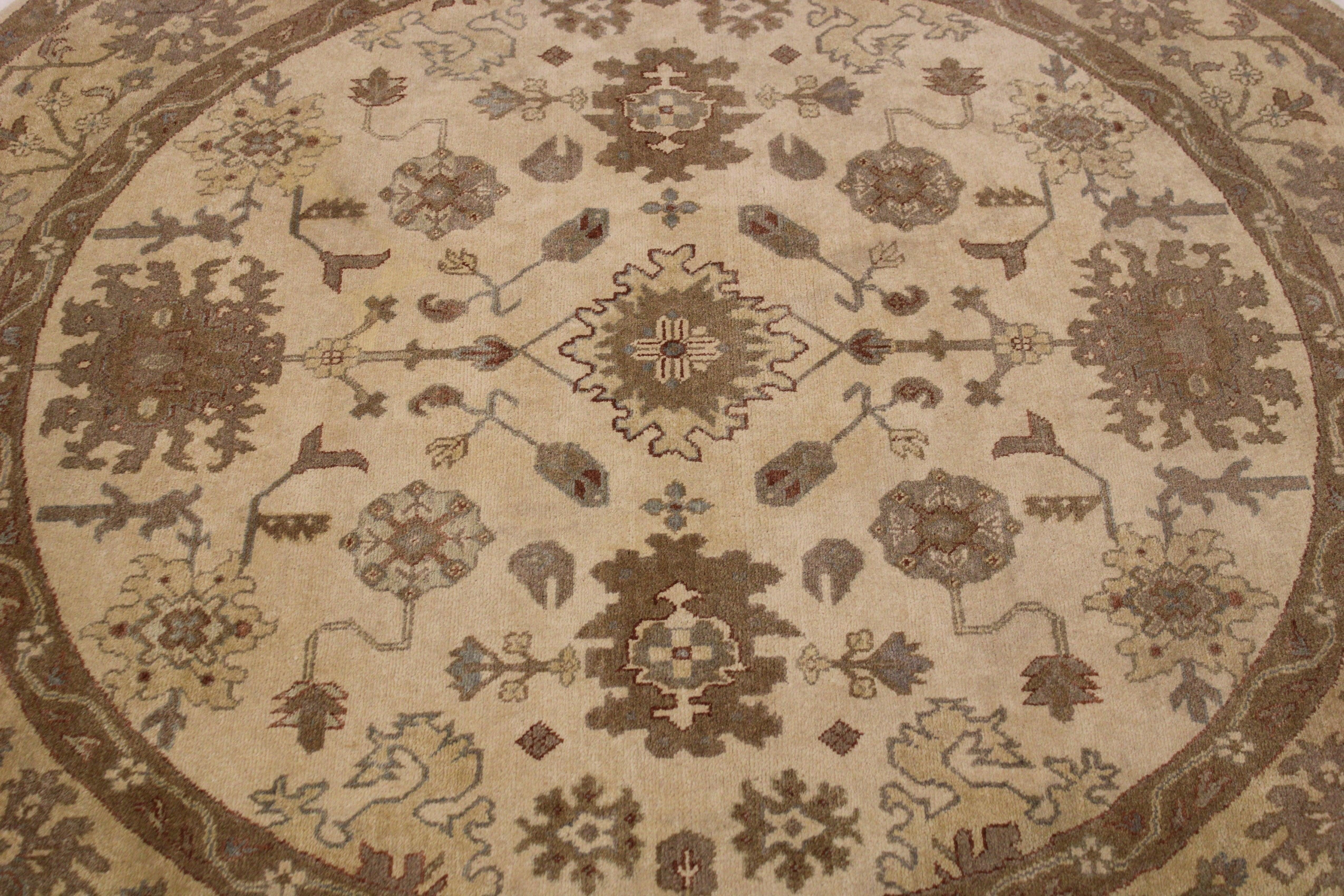 Modern Persian Rugs, Round Rug, Oushak Rug, Round Kitchen Rug