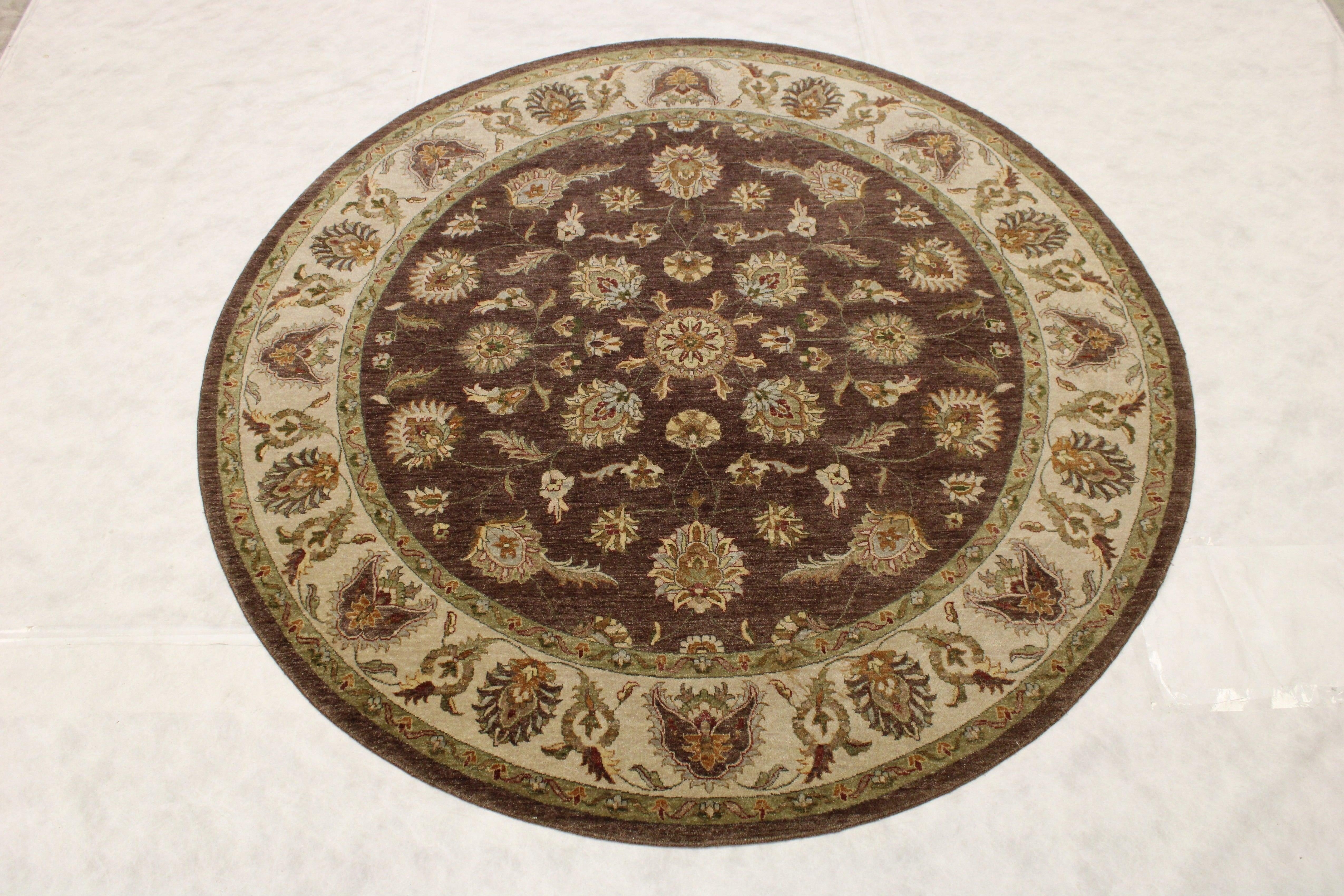 Round Rug, Oriental Rug, Knotted Rug, Indian Rug, Round Carpet